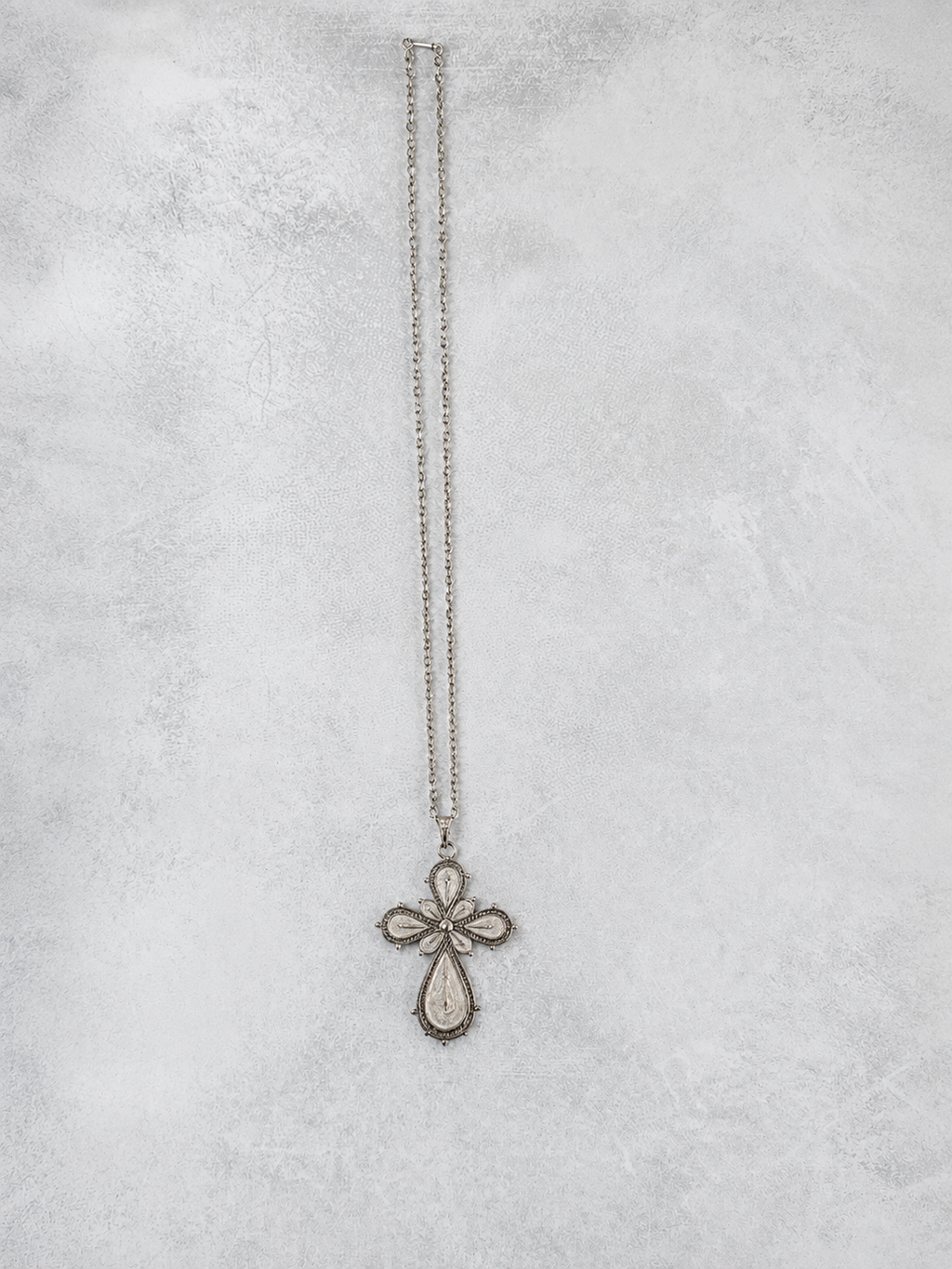 Large Silver Filigree Cross Necklace