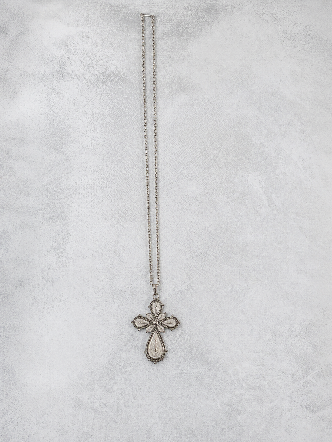 Large Silver Filigree Cross Necklace