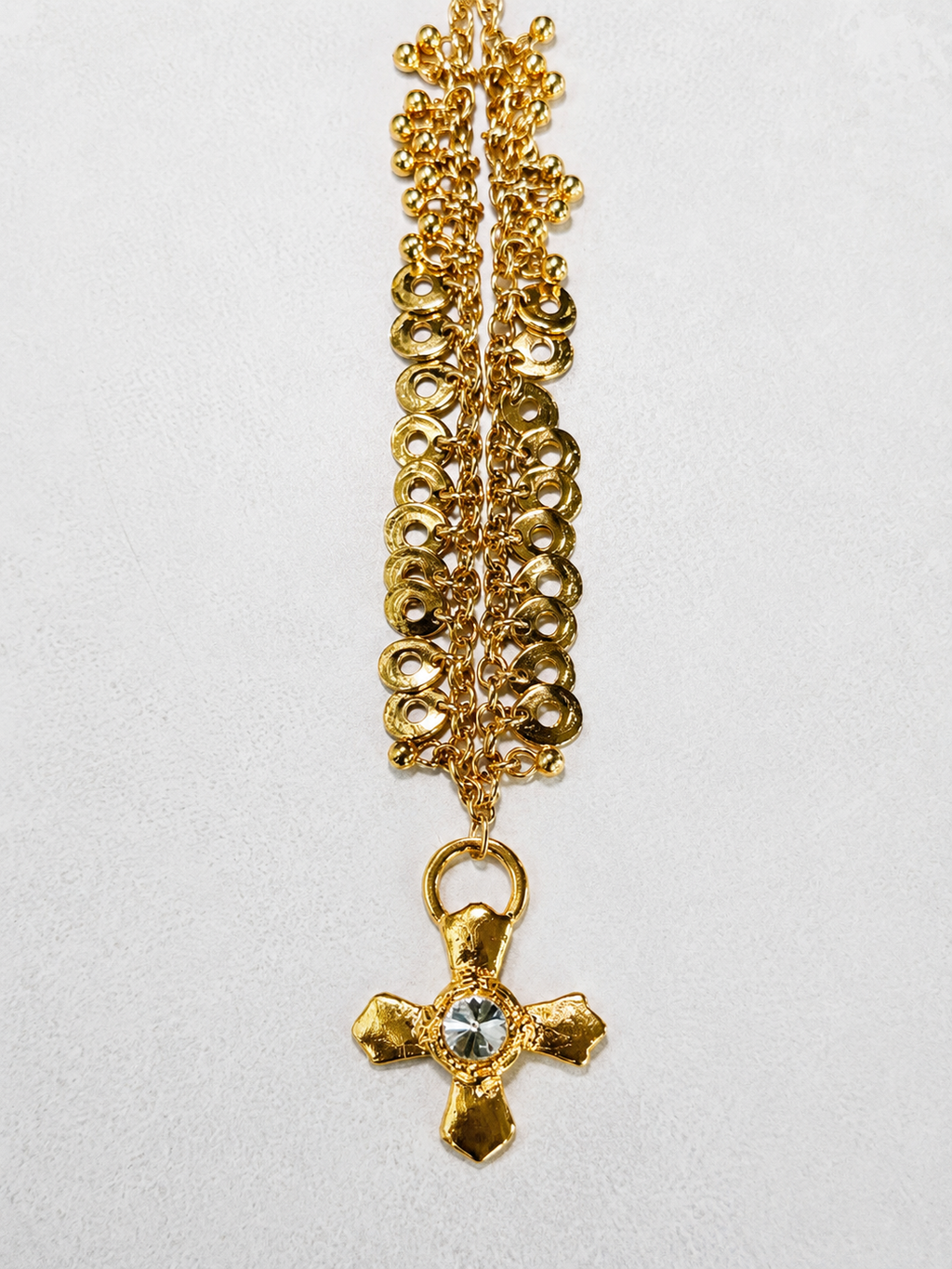 Heritage Crystal Cross Necklace (Gold)