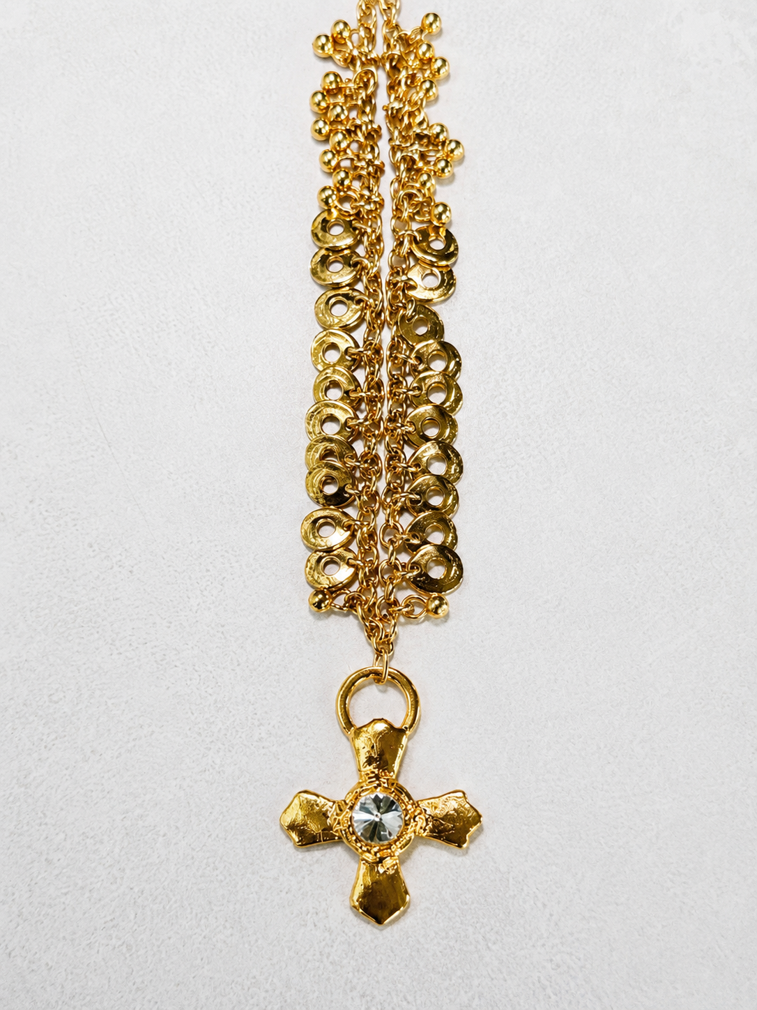 Heritage Crystal Cross Necklace (Gold)