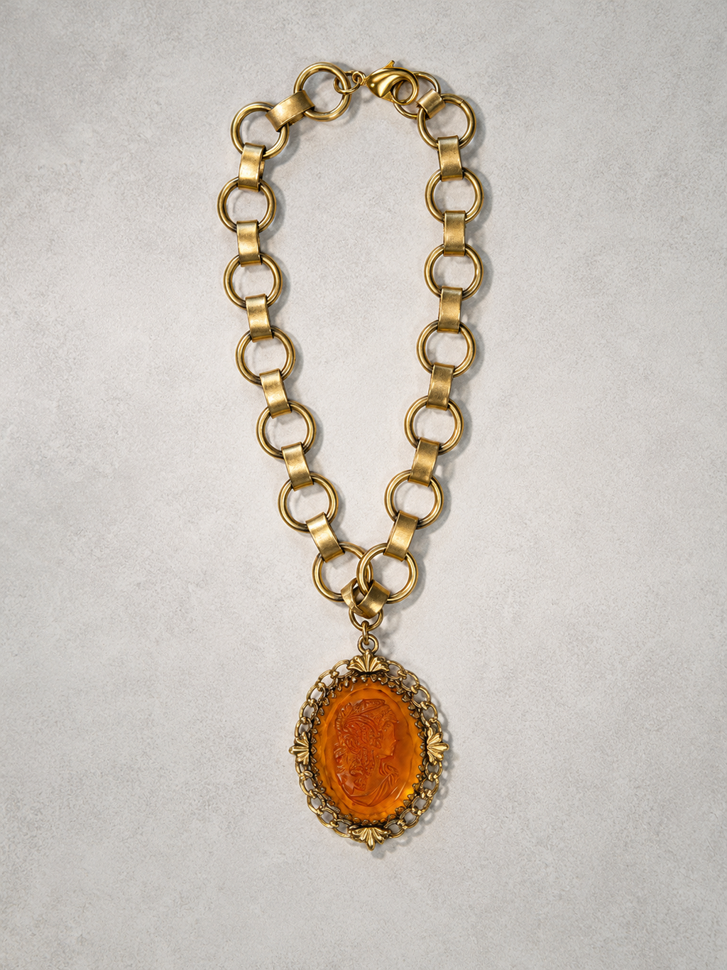 Archive Chain No. 006 — Whiting & Davis Amber Glass Cameo