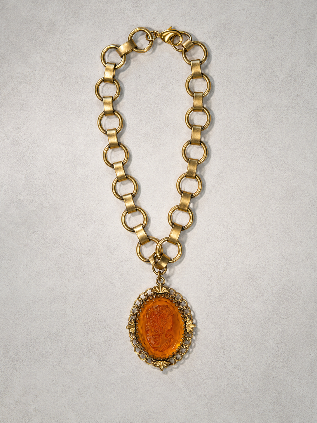 Archive Chain No. 006 — Whiting & Davis Amber Glass Cameo