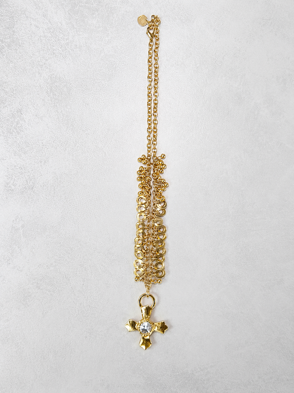 Heritage Crystal Cross Necklace (Gold)