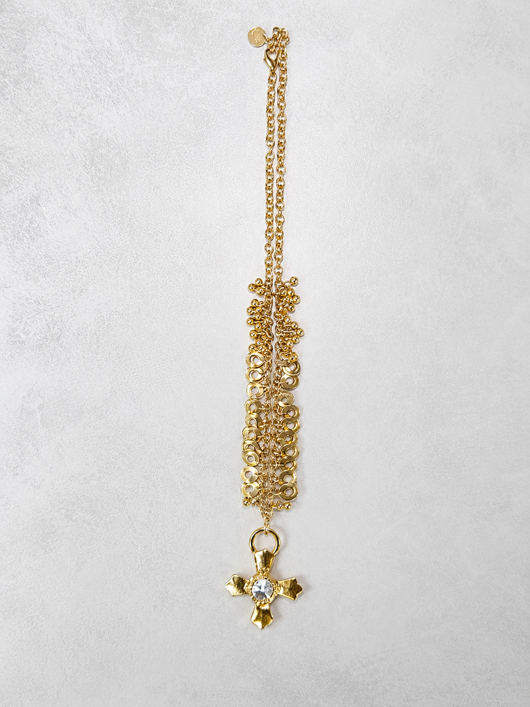 Heritage Crystal Cross Necklace (Gold)