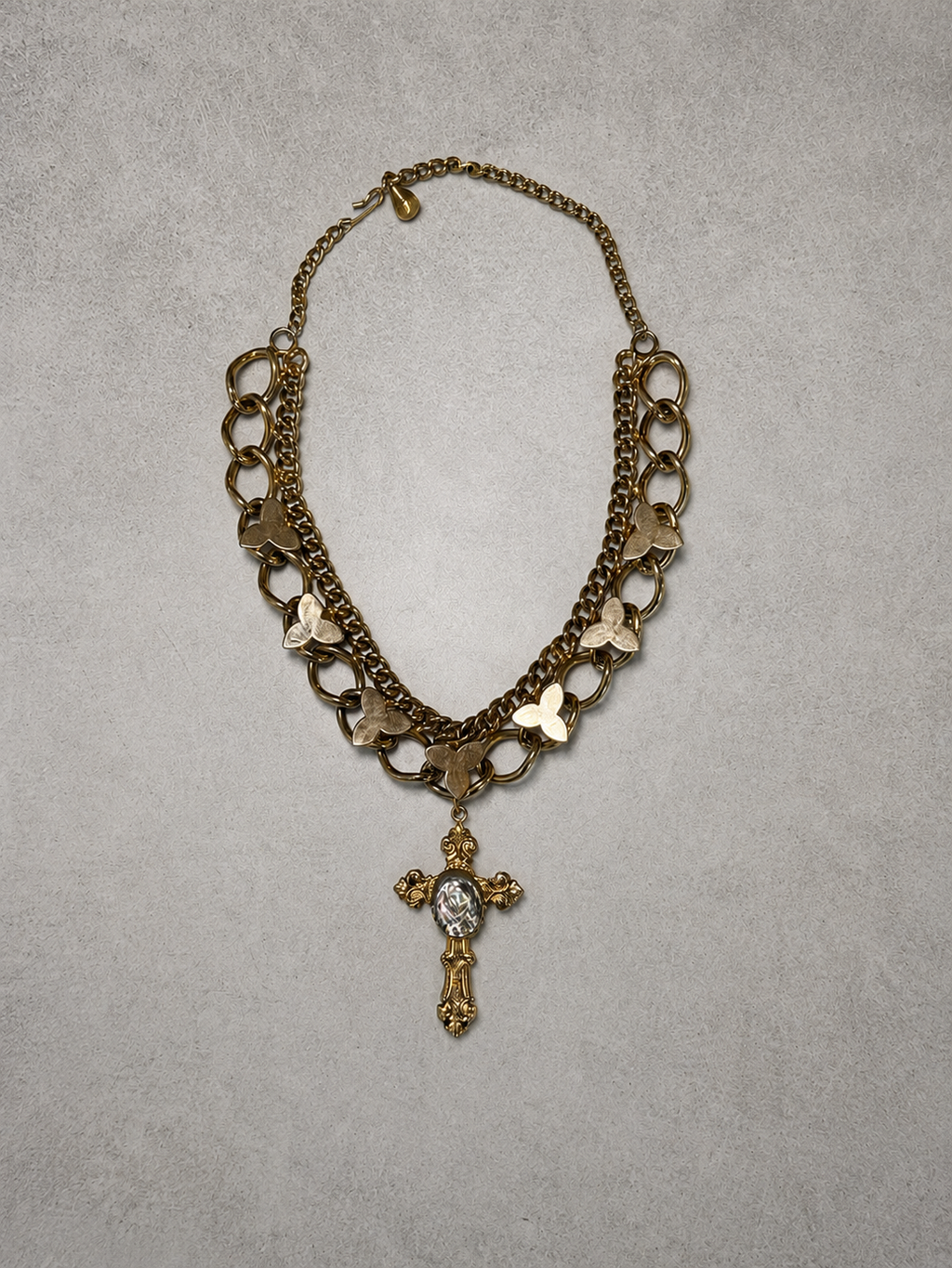 Abalone Cross Flower Chain Choker