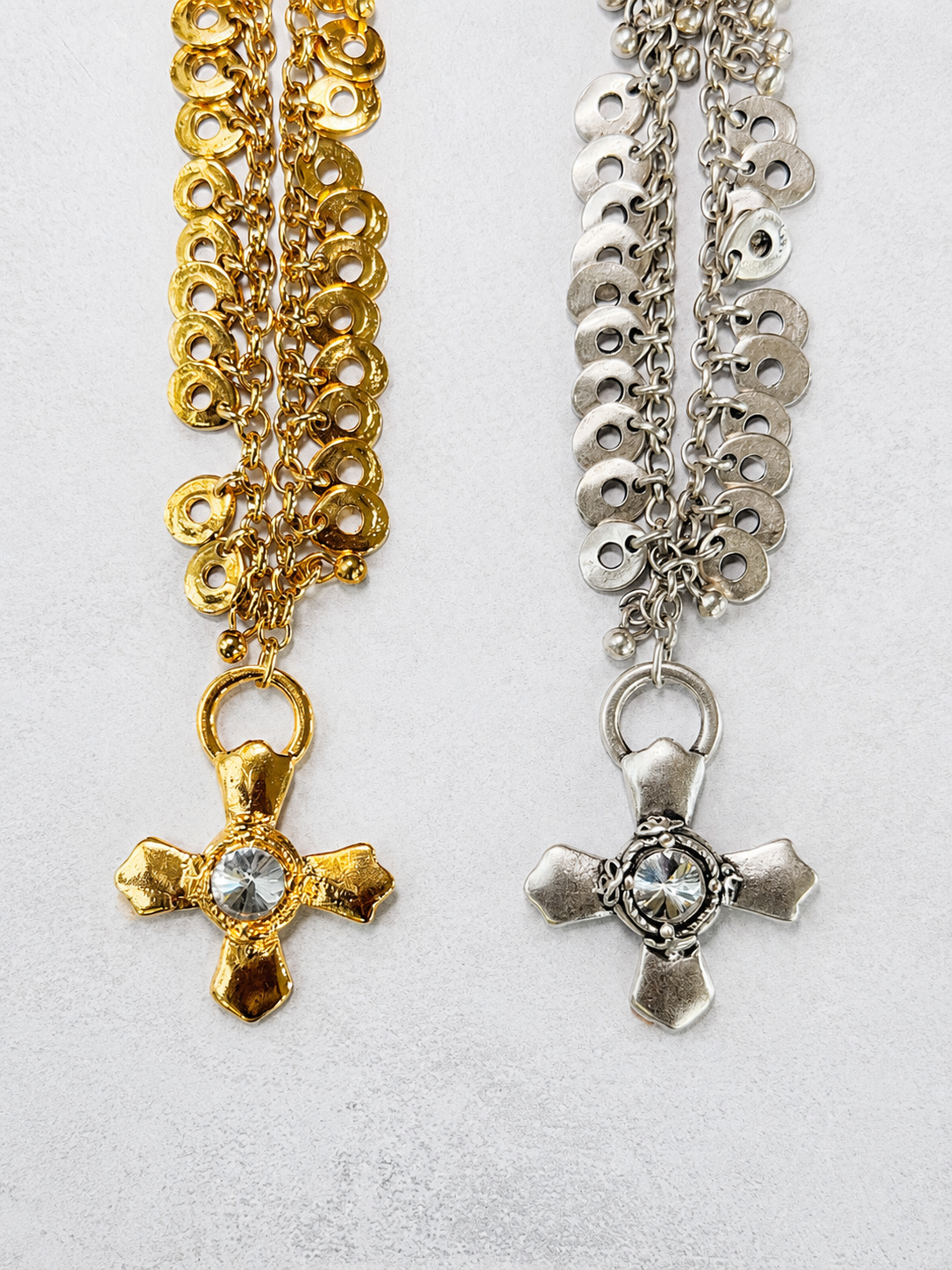 Heritage Crystal Cross Necklace (Gold)