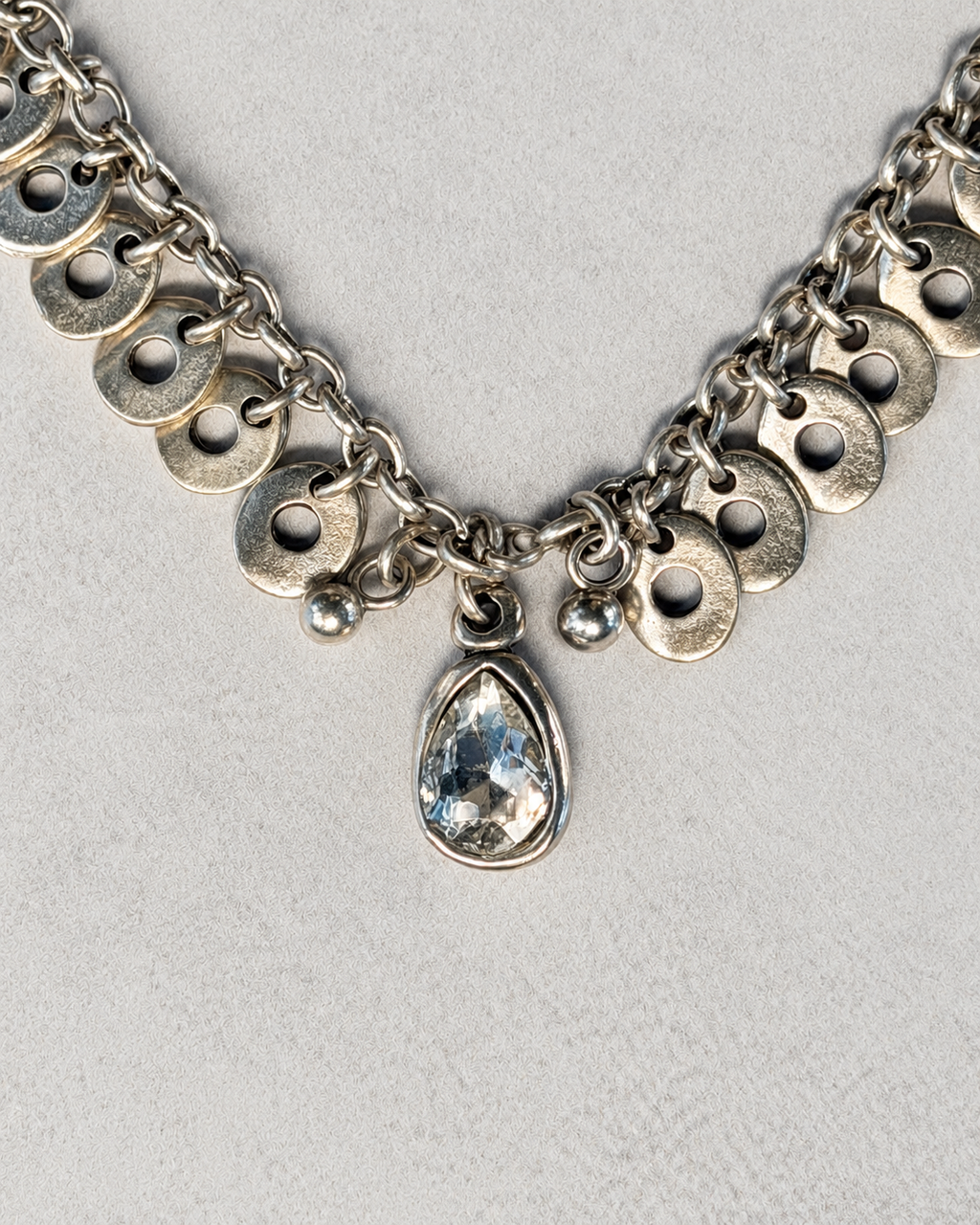 Heritage Crystal Drop Necklace (Silver)