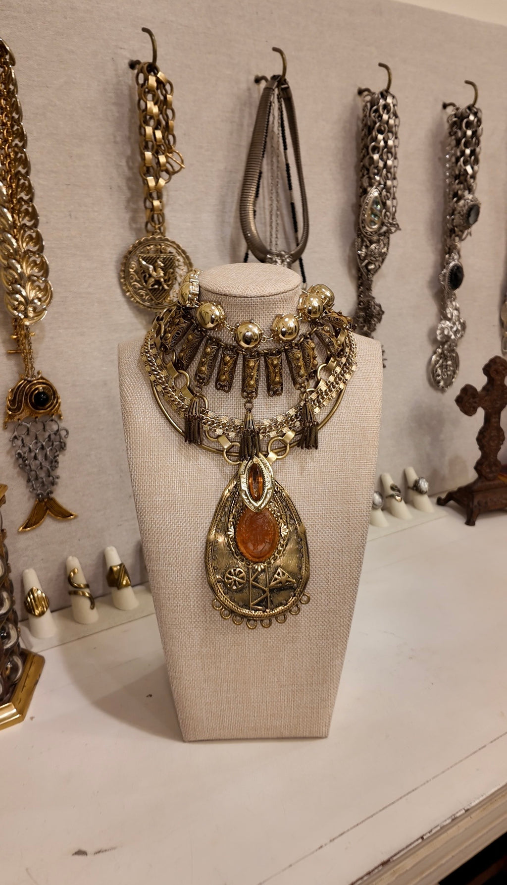 Malian Brass Teardrop Collar