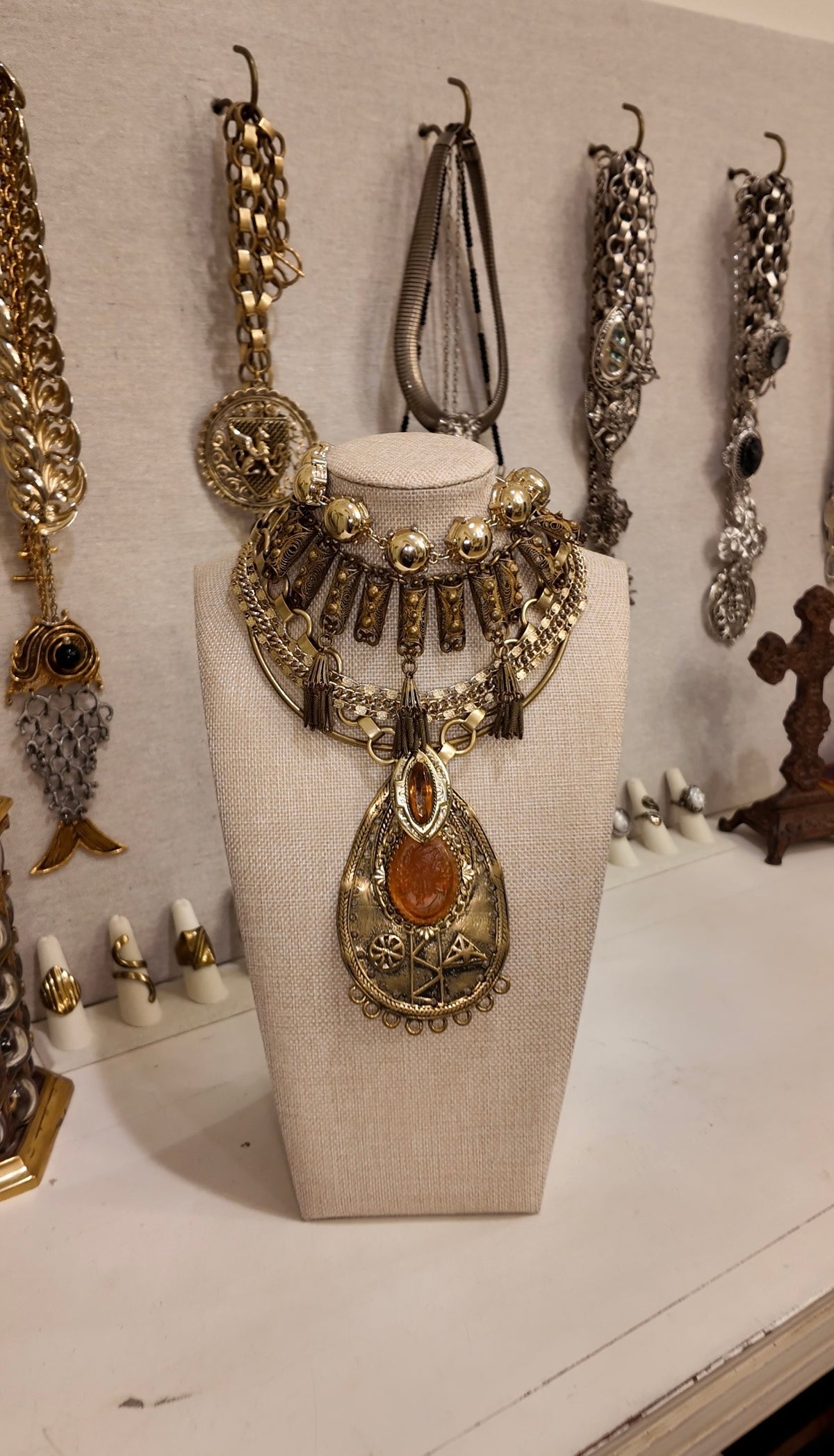 Malian Brass Teardrop Collar