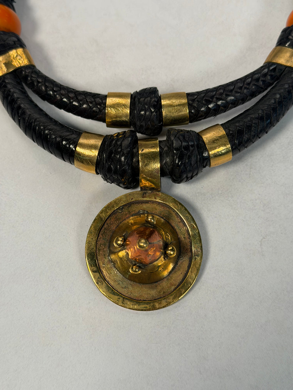 Malian Braided Leather & Brass Necklace