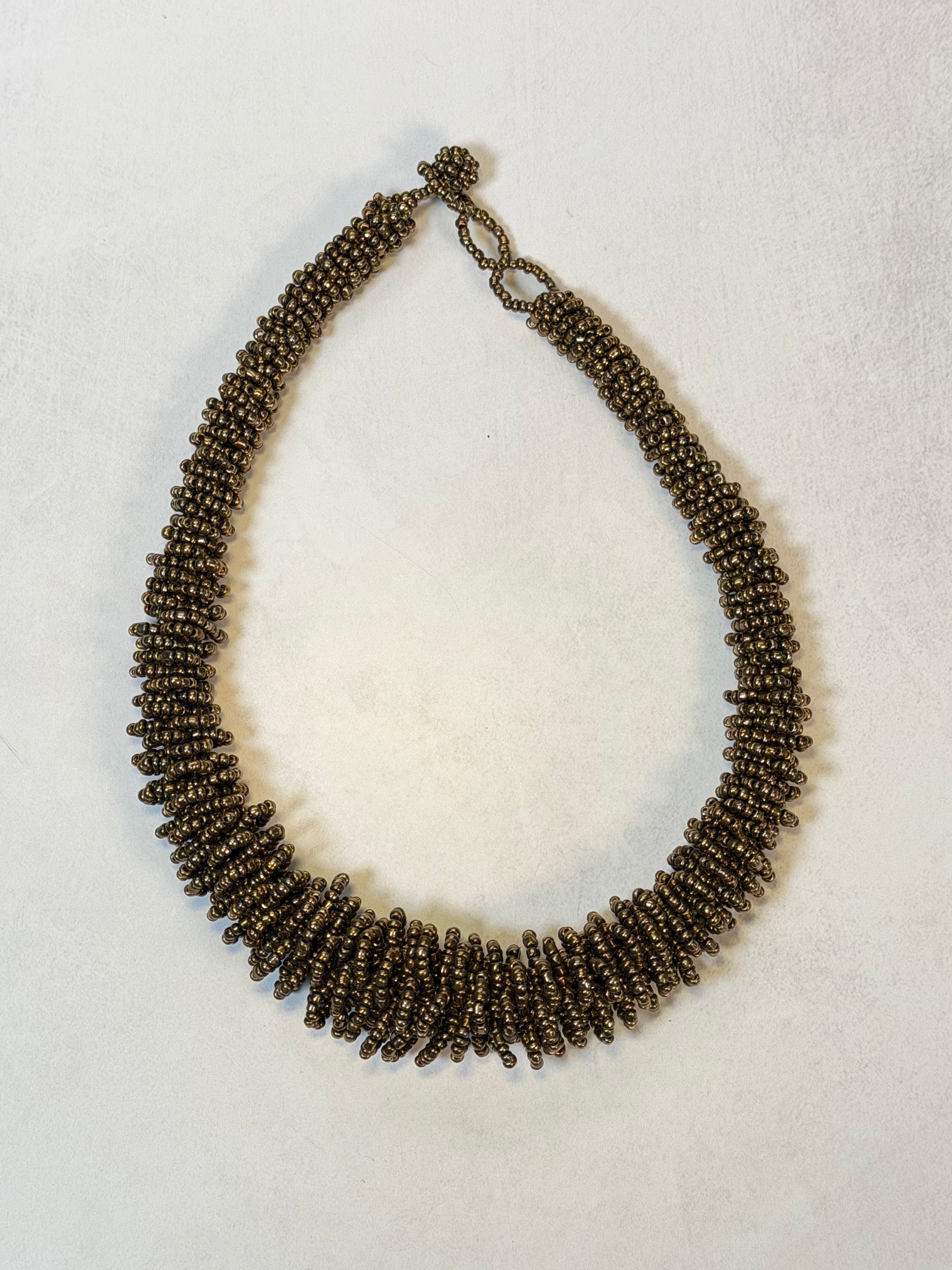 Bronze Beaded Collar Necklace
