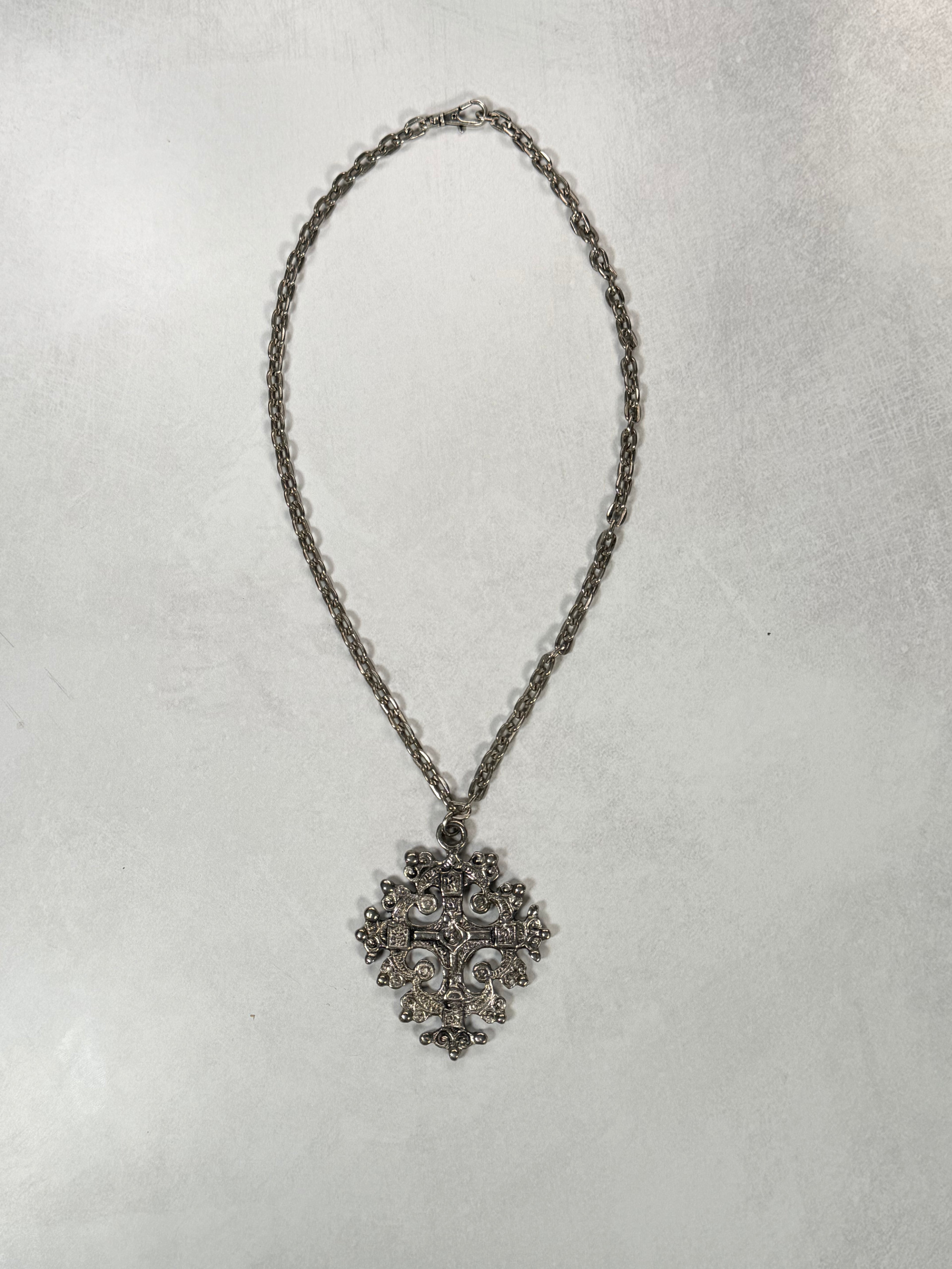 Ornate Cross Medallion Necklace