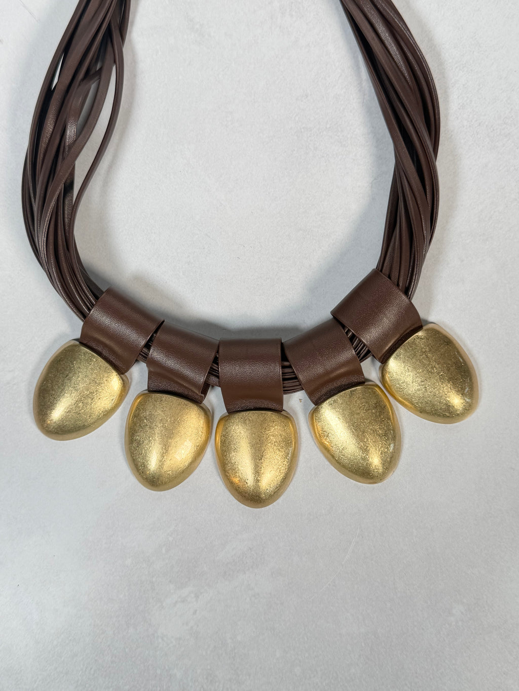 Leather & Gold Pod Collar