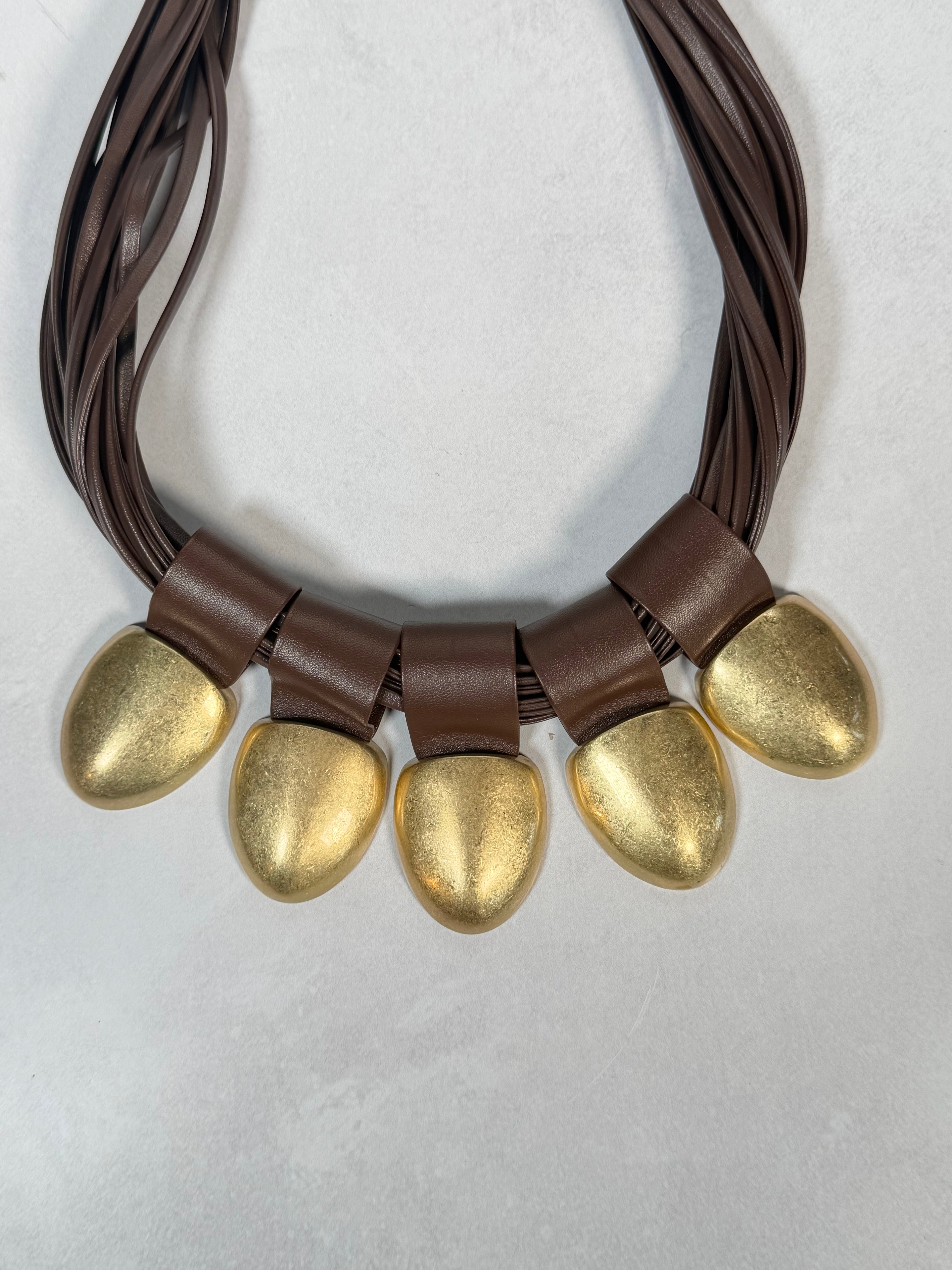 Leather & Gold Pod Collar