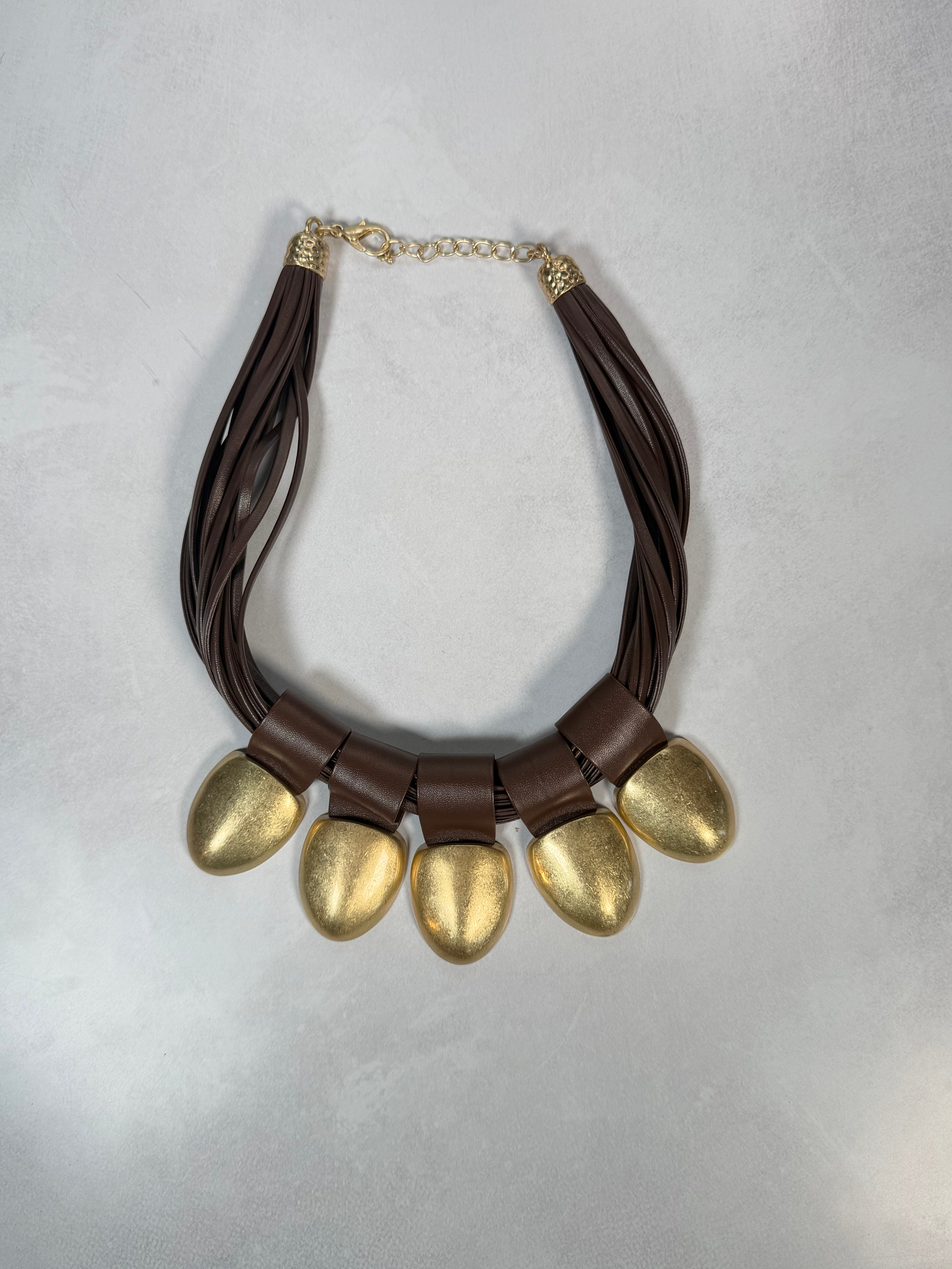 Leather & Gold Pod Collar