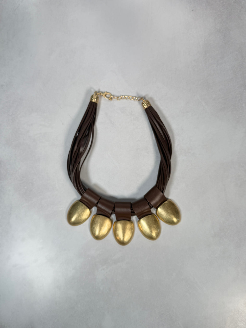 Leather & Gold Pod Collar