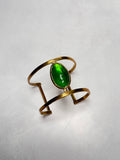 Kenyan Green Stone Brass Cuff