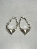 Sculpted Silver Long Hoops