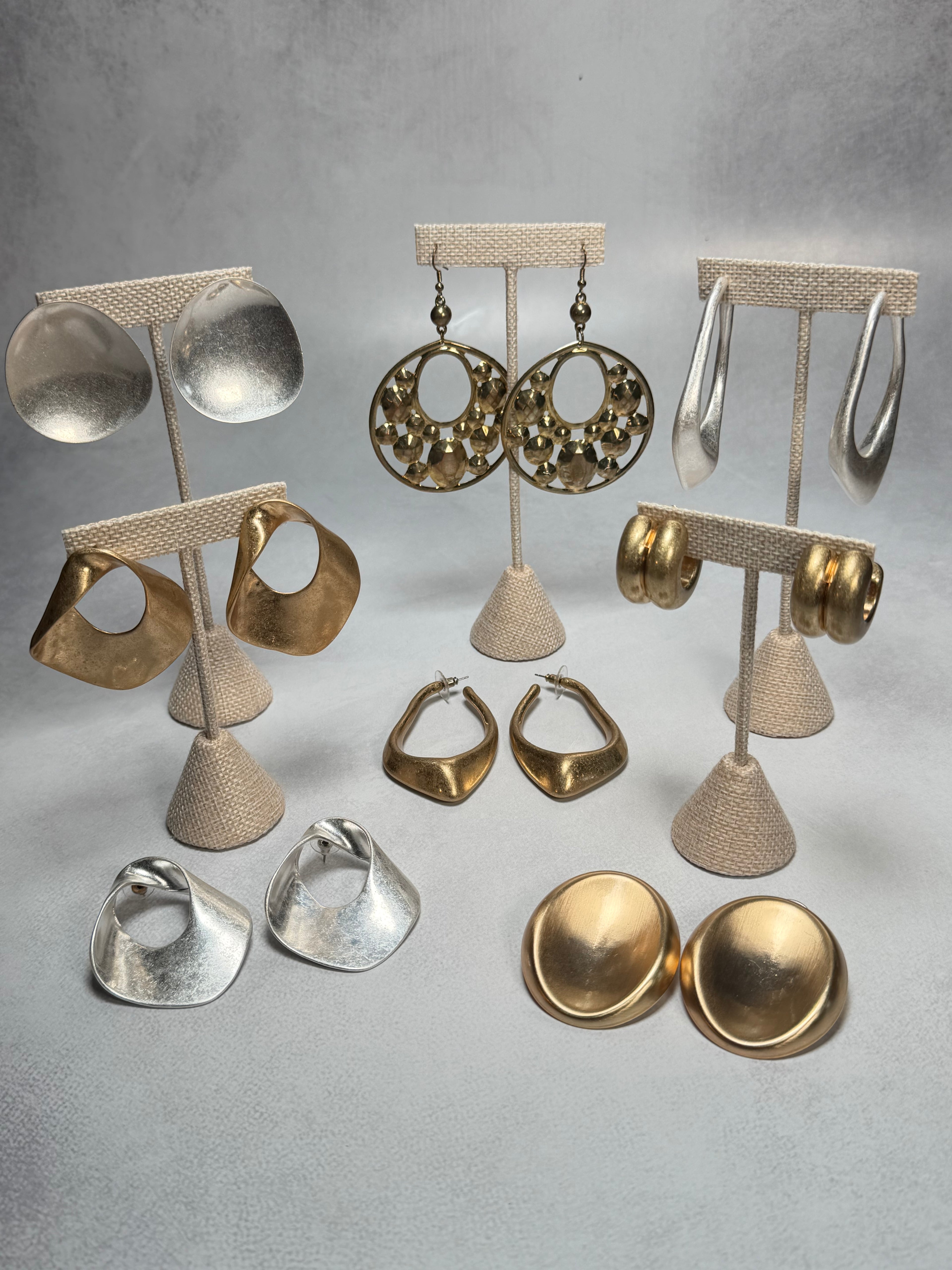 Brushed Silver Disc Earrings