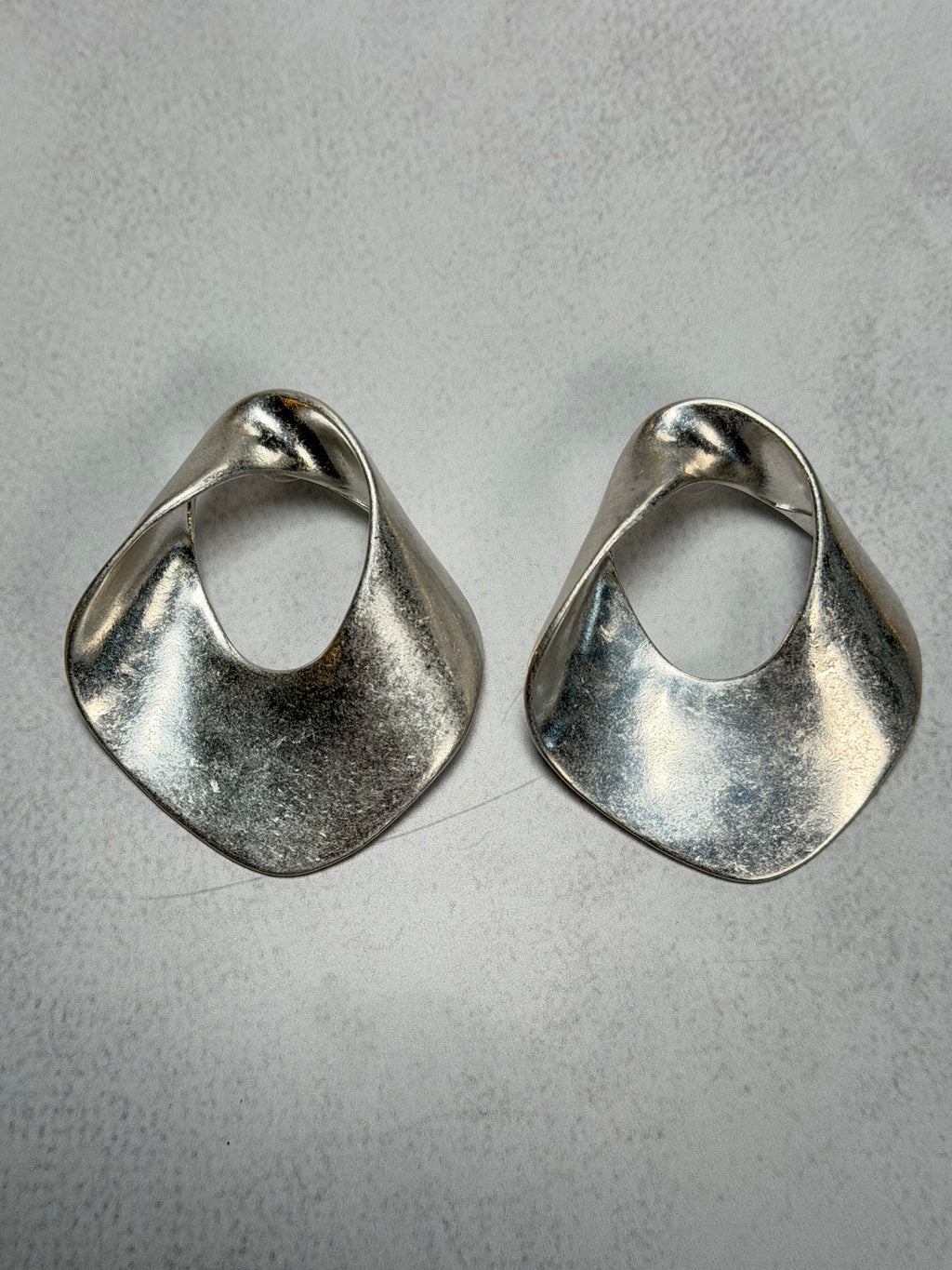 Sculpted Petal Earrings (Silver)