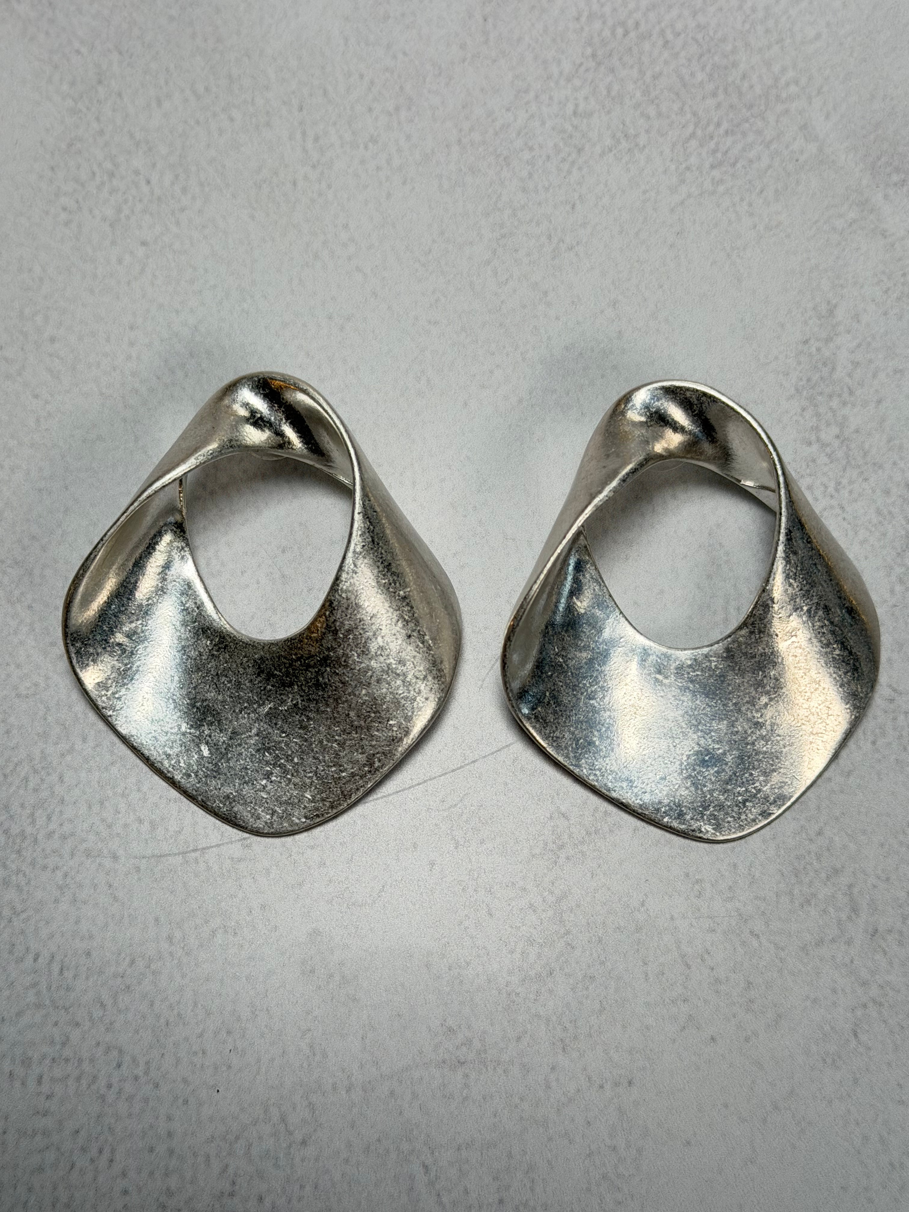 Sculpted Petal Earrings (Silver)