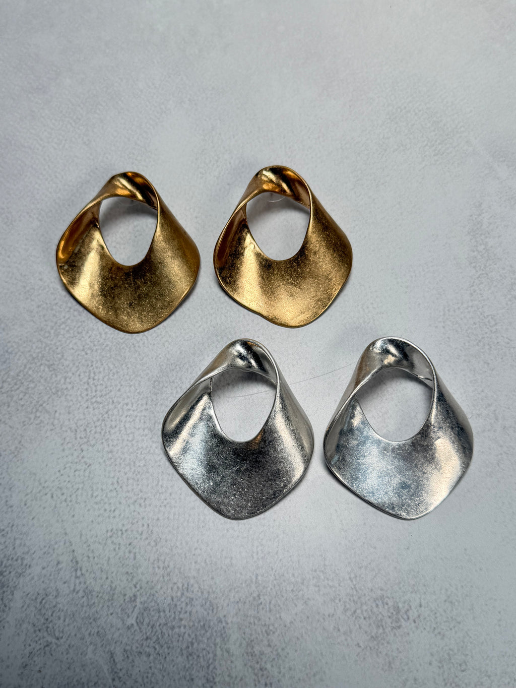 Sculpted Petal Earrings (Silver)