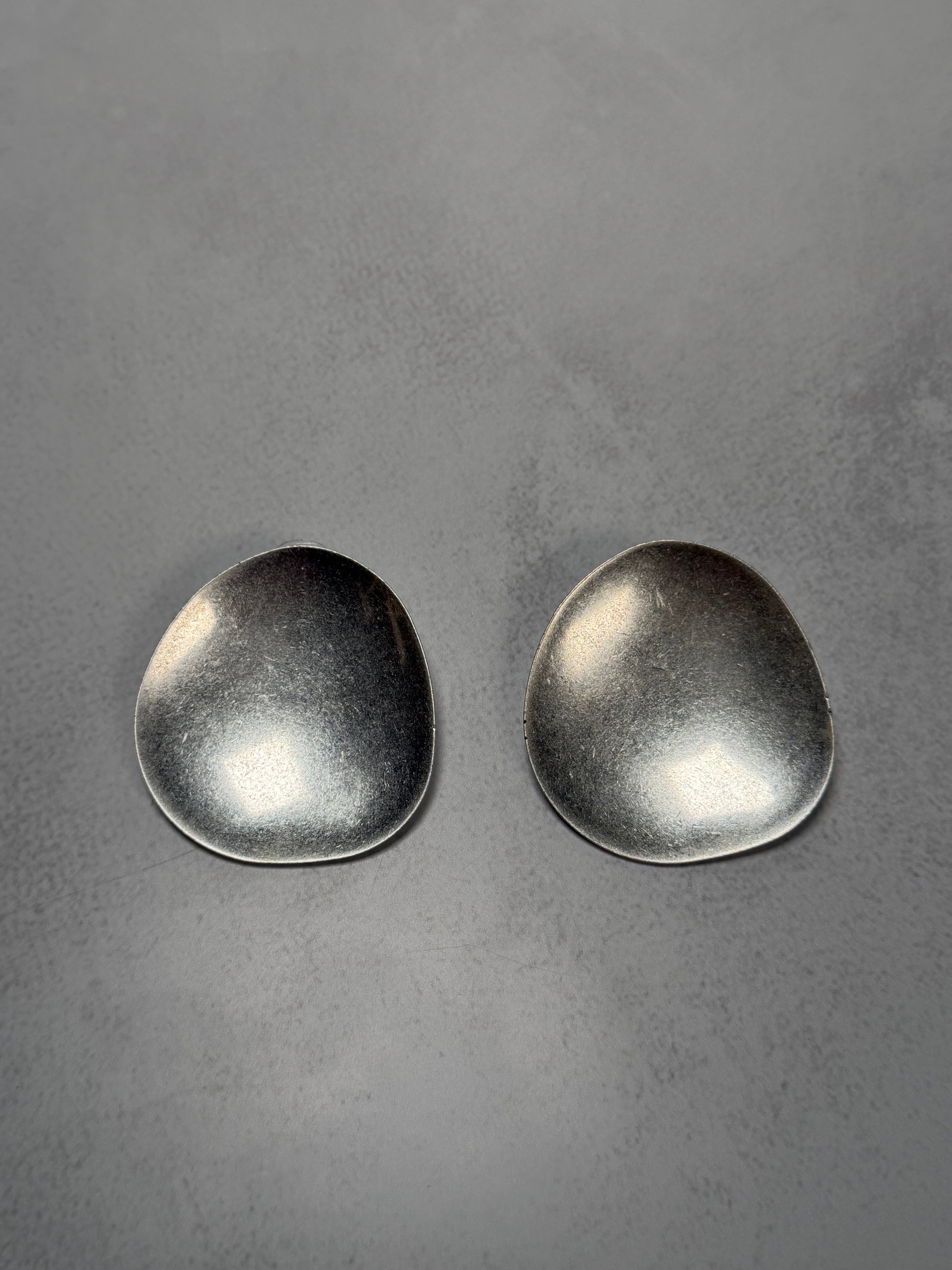 Brushed Silver Disc Earrings