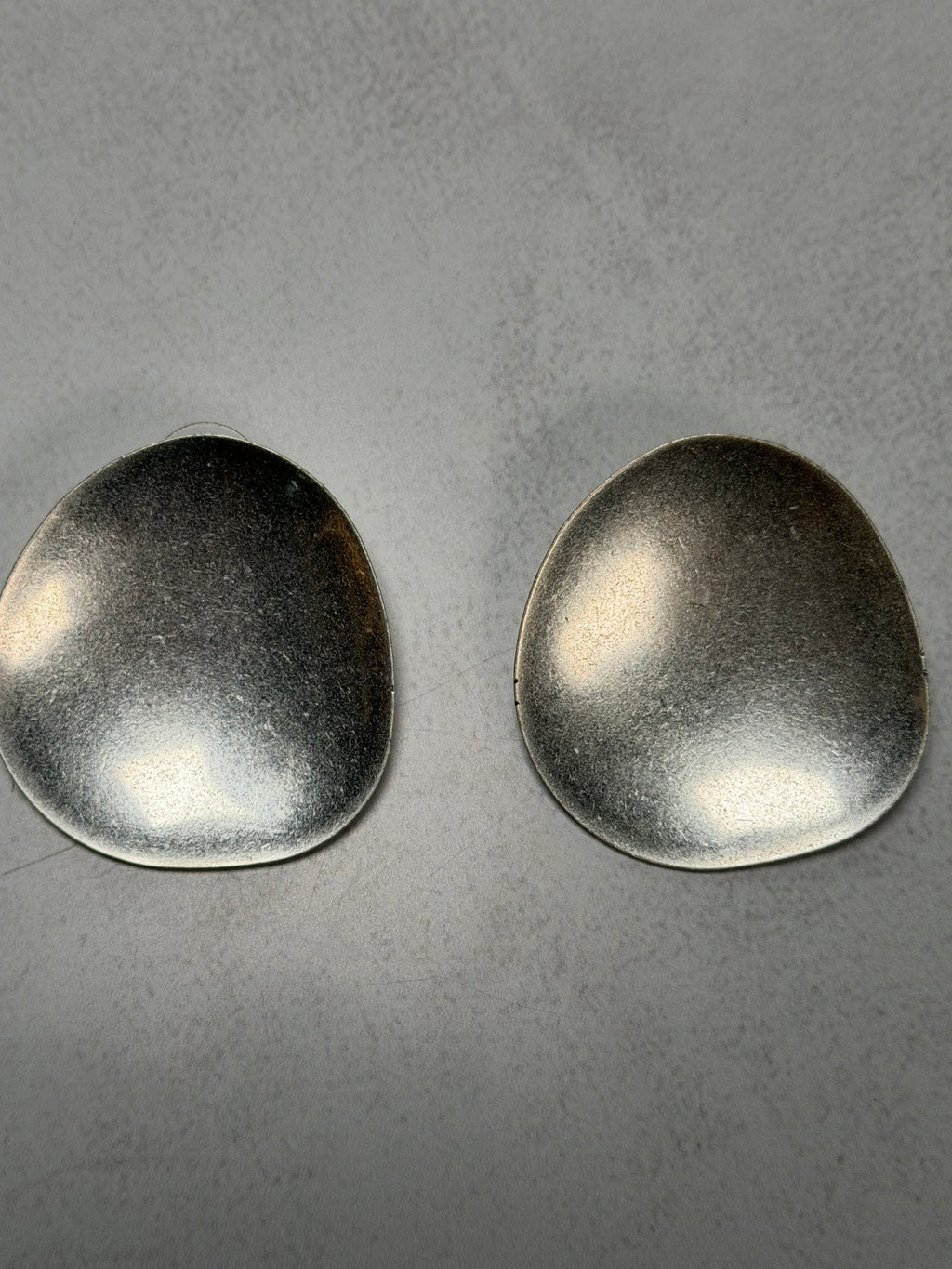 Brushed Silver Disc Earrings