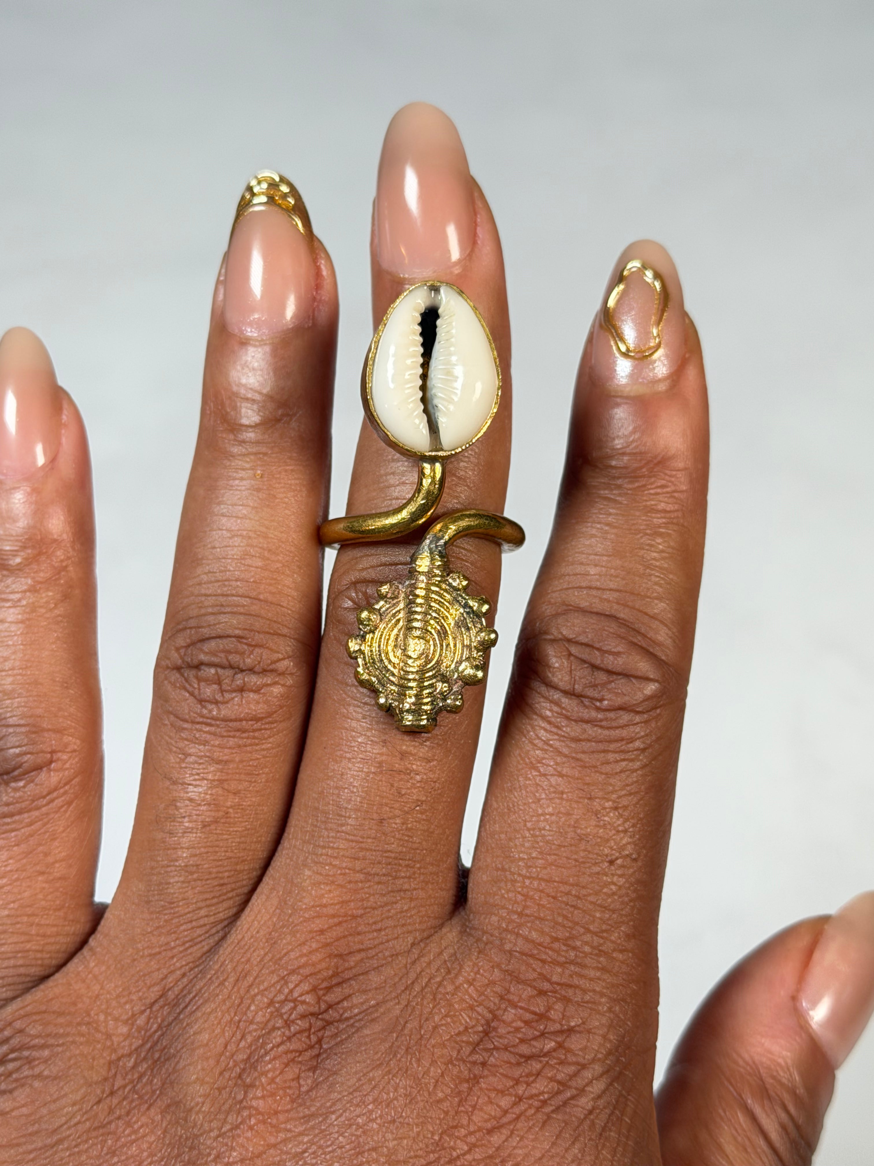Malian Cowrie Wrap Ring