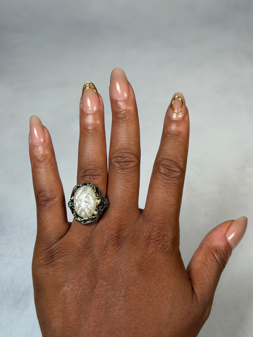Faux Pearl Estate Ring