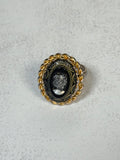 Black Glass Cameo Ring