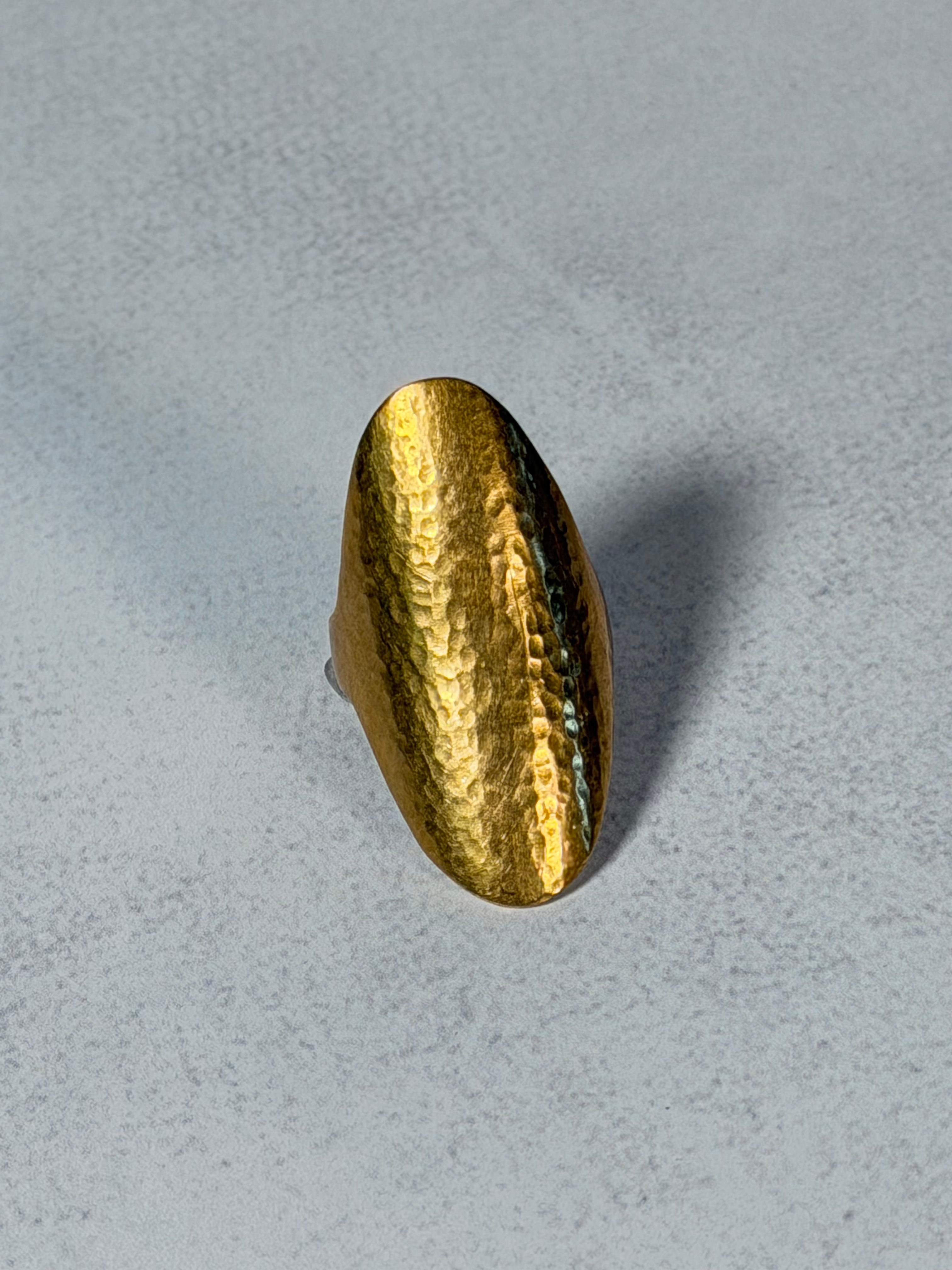 Hammered Brass Shield Ring