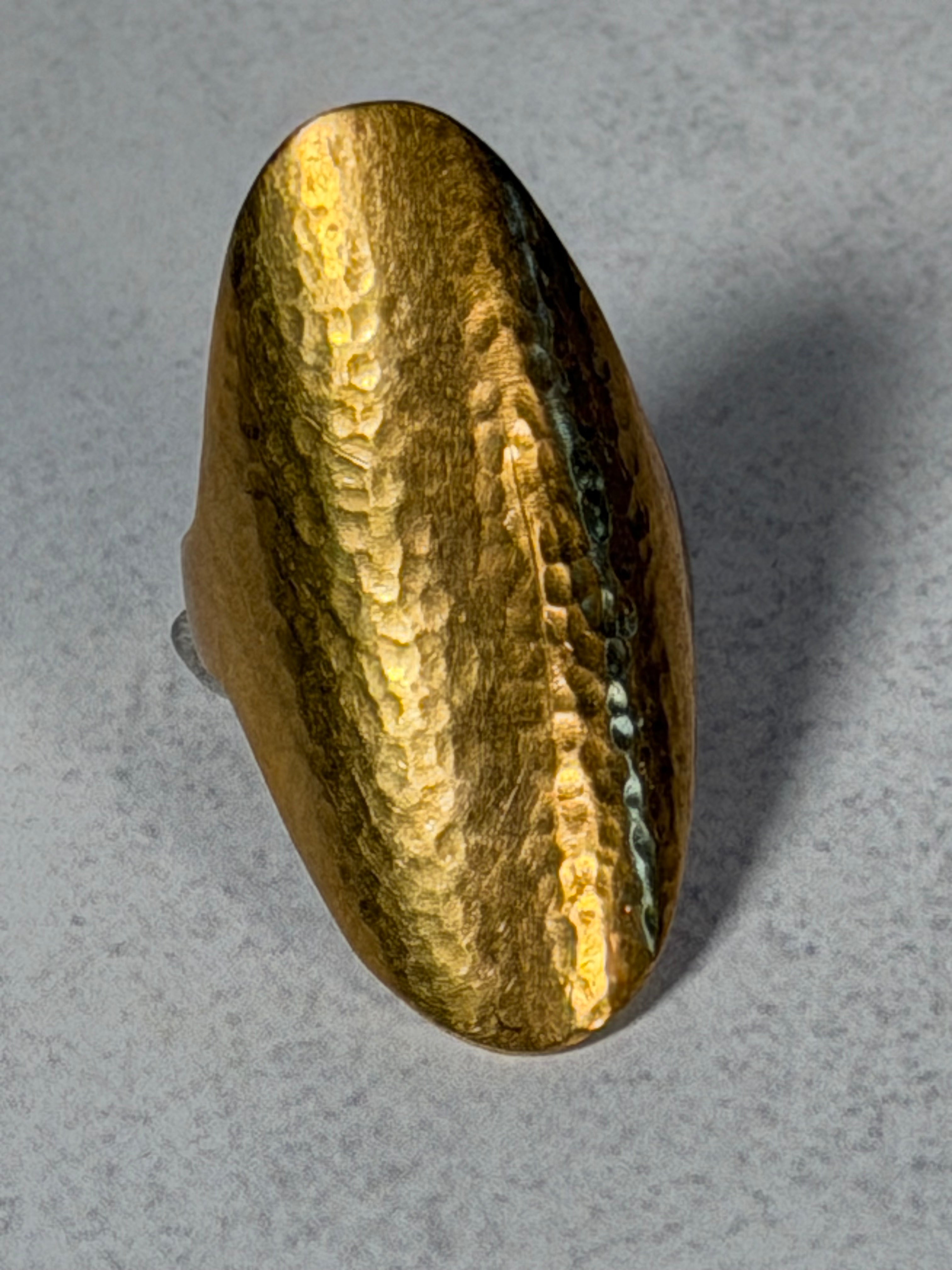 Hammered Brass Shield Ring