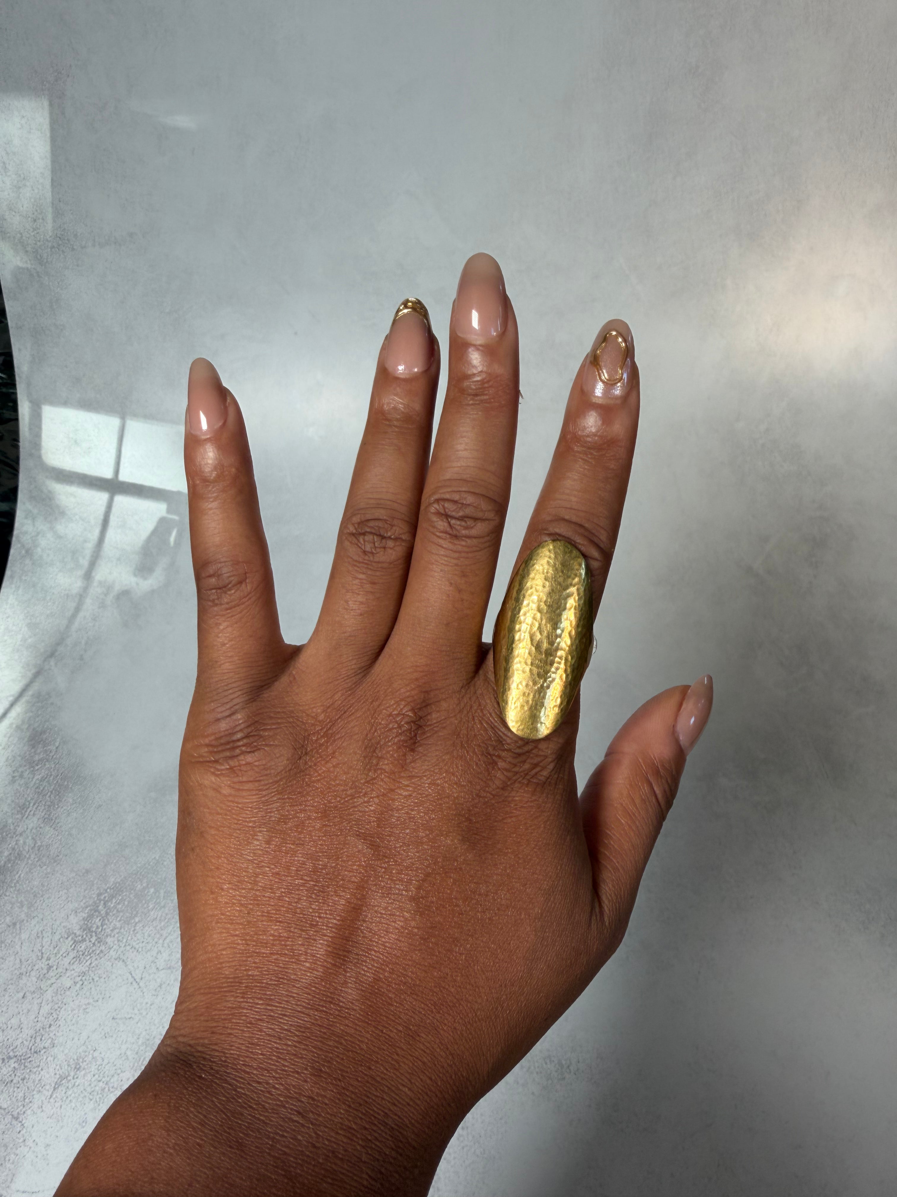 Hammered Brass Shield Ring