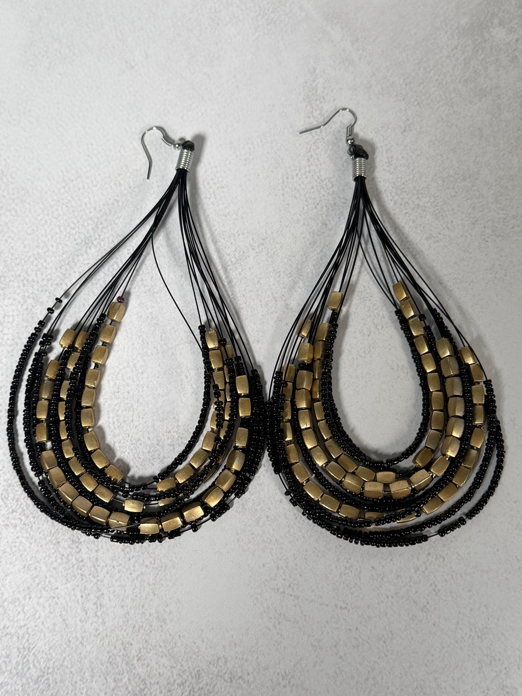 Black & Gold Cascade Loop Earrings