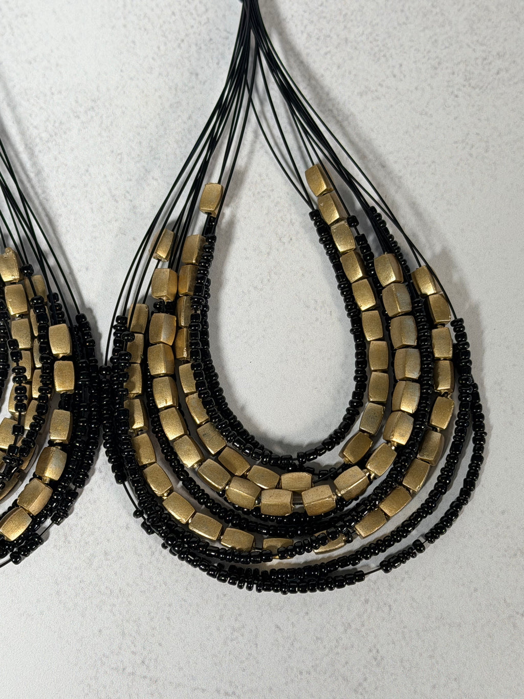 Black & Gold Cascade Loop Earrings