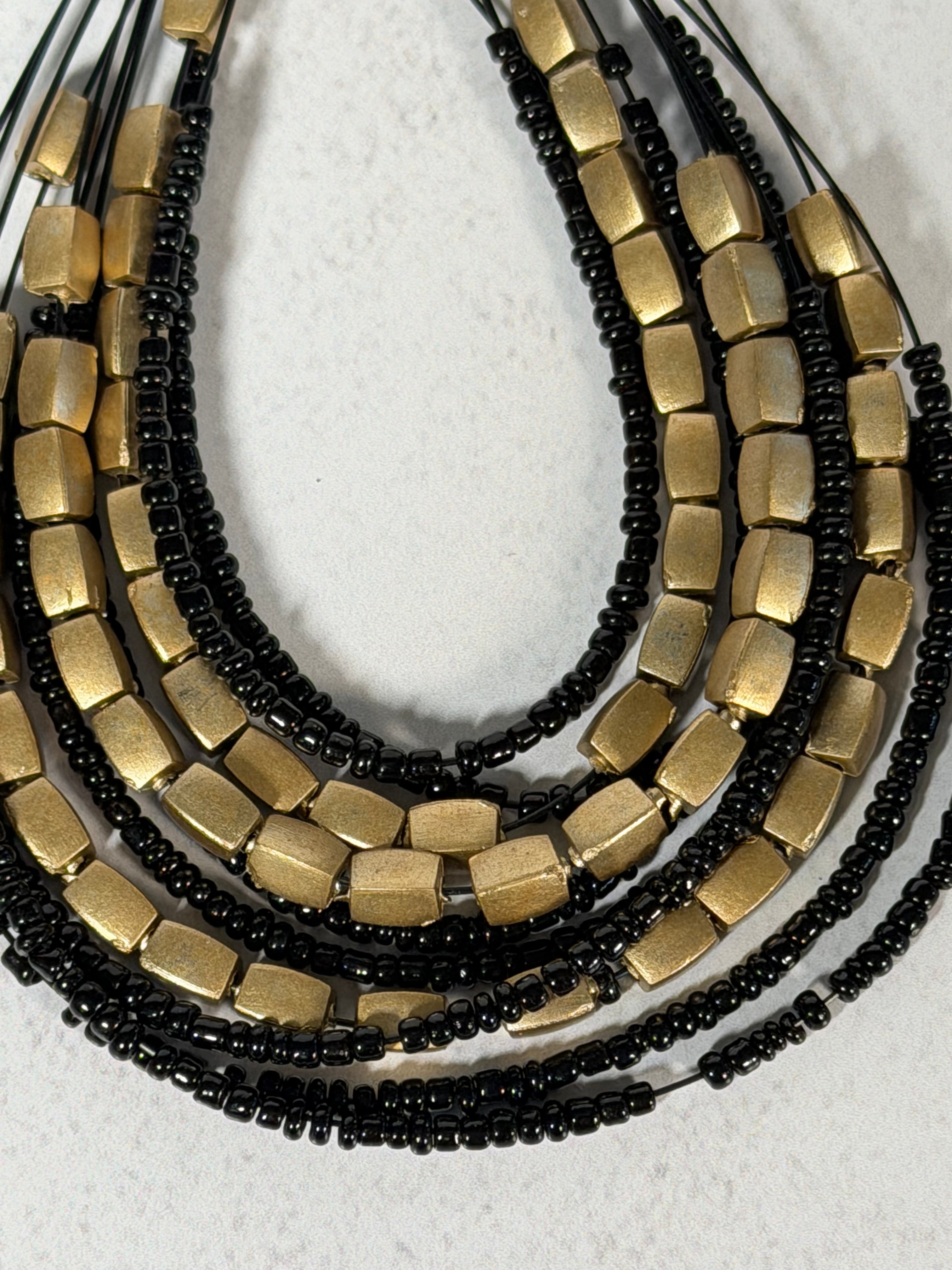 Black & Gold Cascade Loop Earrings
