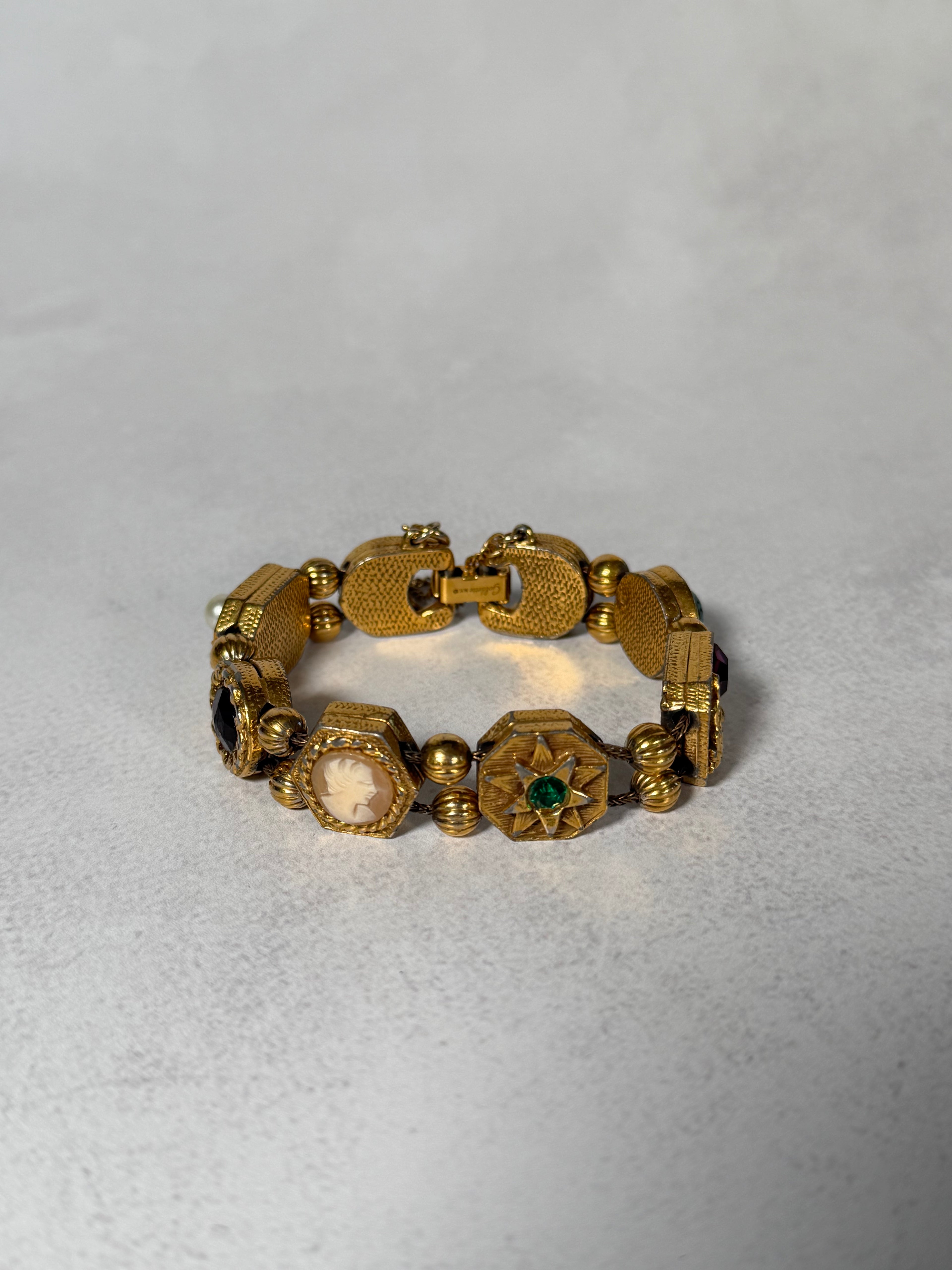 Goldette N.Y. Victorian Revival Charm Slide Bracelet