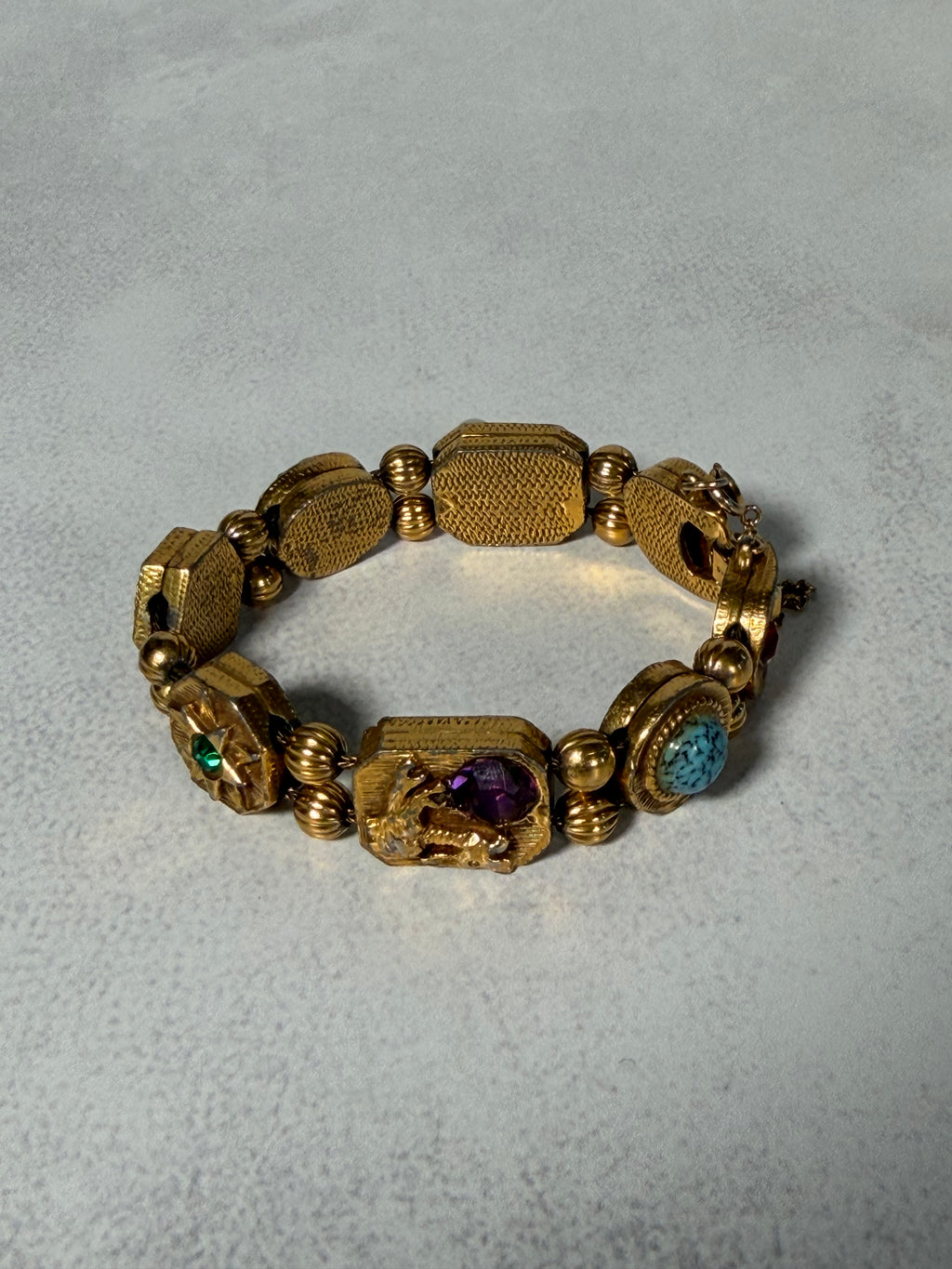 Goldette N.Y. Victorian Revival Charm Slide Bracelet
