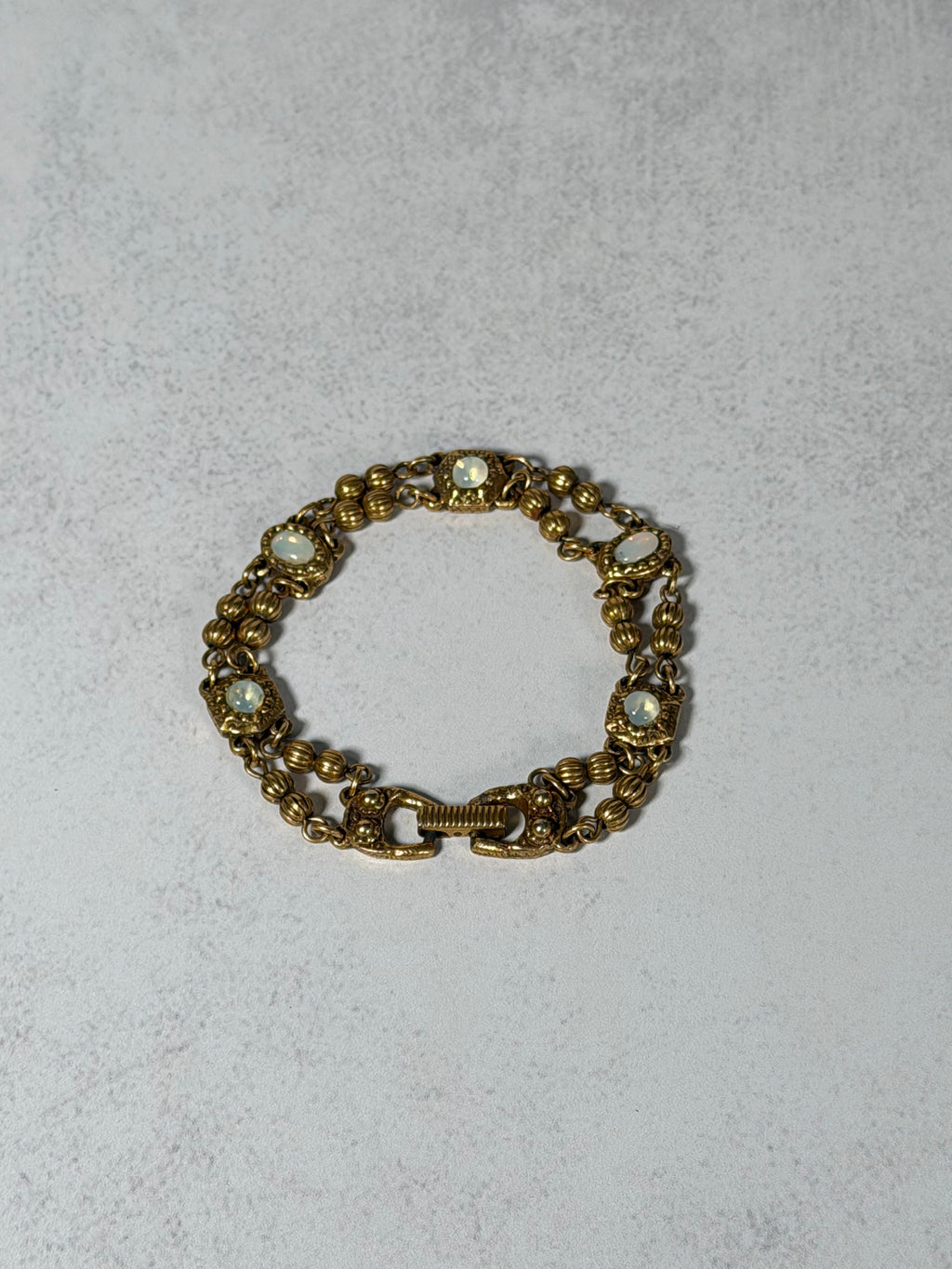 Goldette Faux Moonstone Link Bracelet