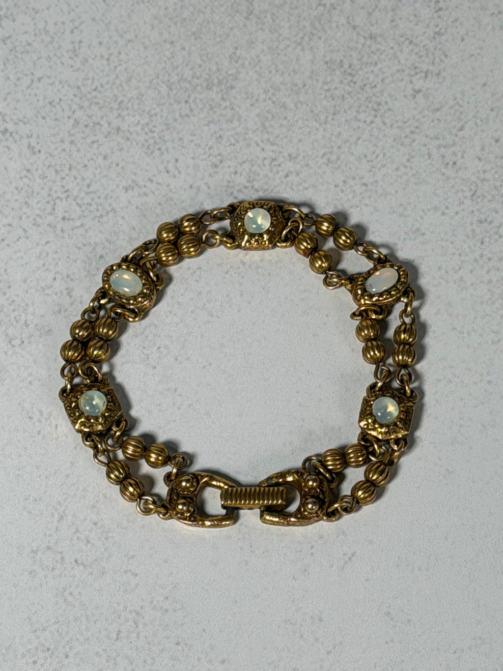 Goldette Faux Moonstone Link Bracelet