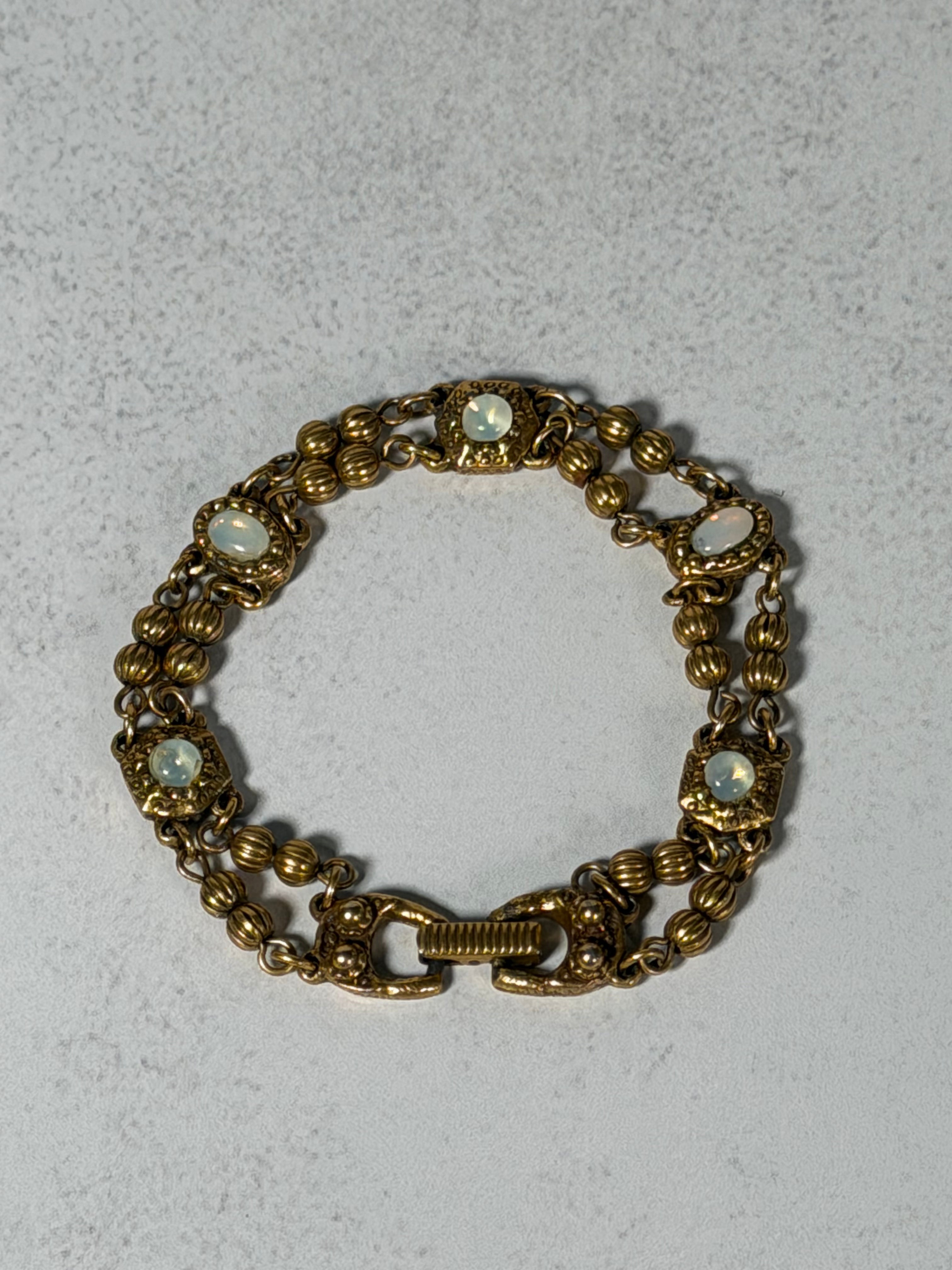 Goldette Faux Moonstone Link Bracelet