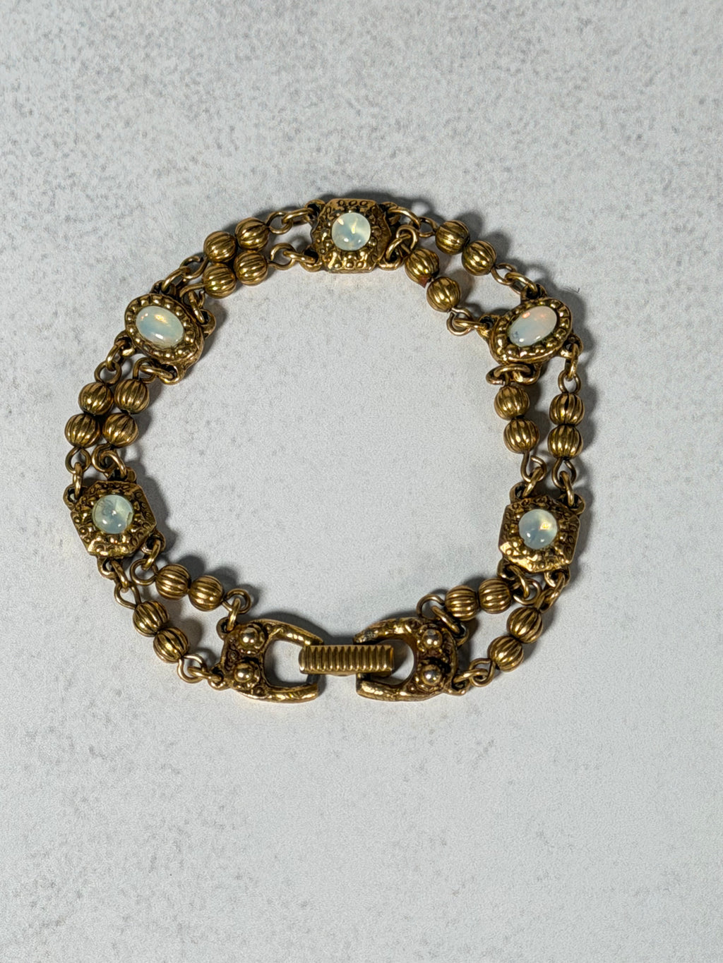 Goldette Faux Moonstone Link Bracelet