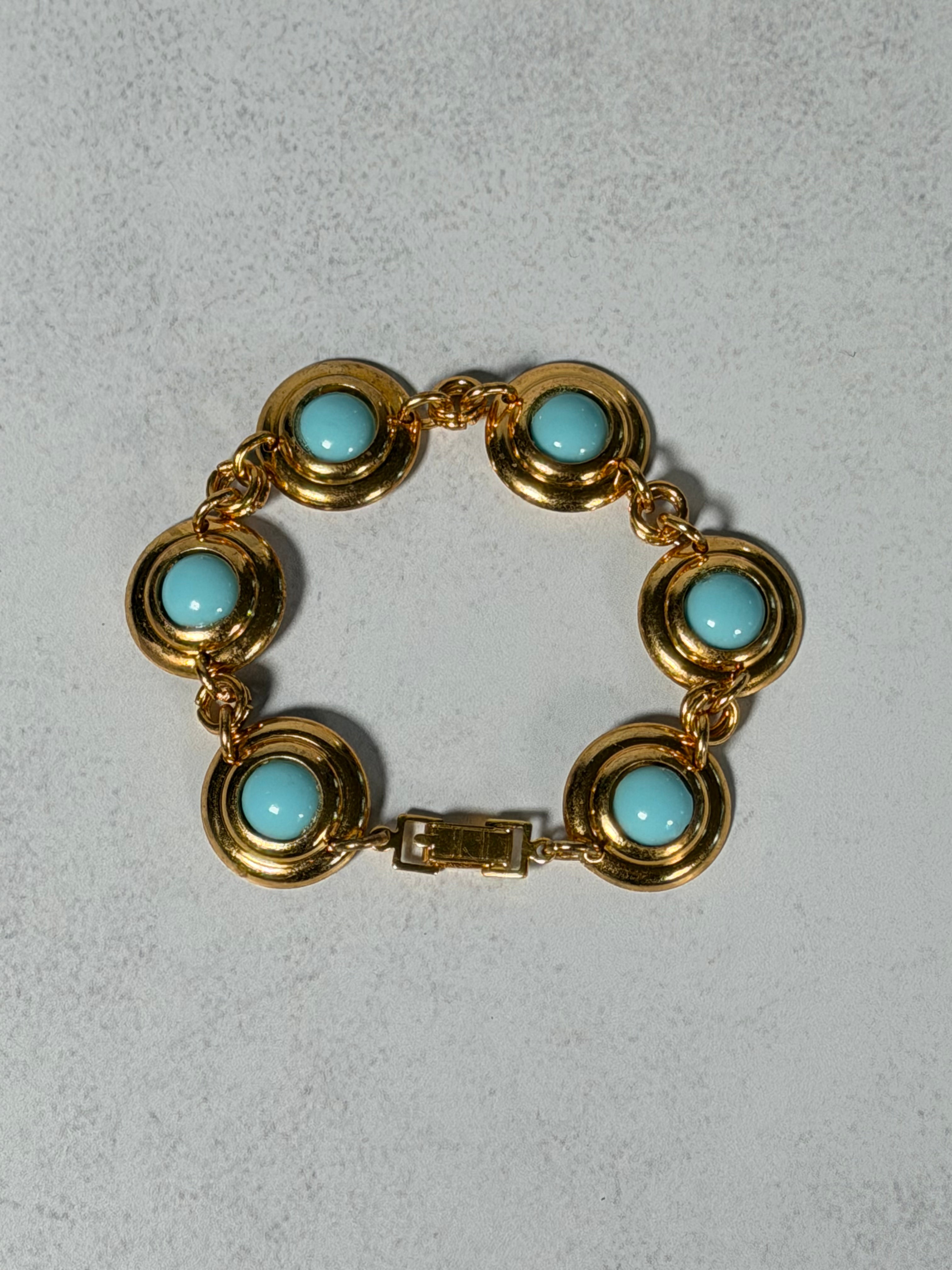Blue Cabochon Link Bracelet