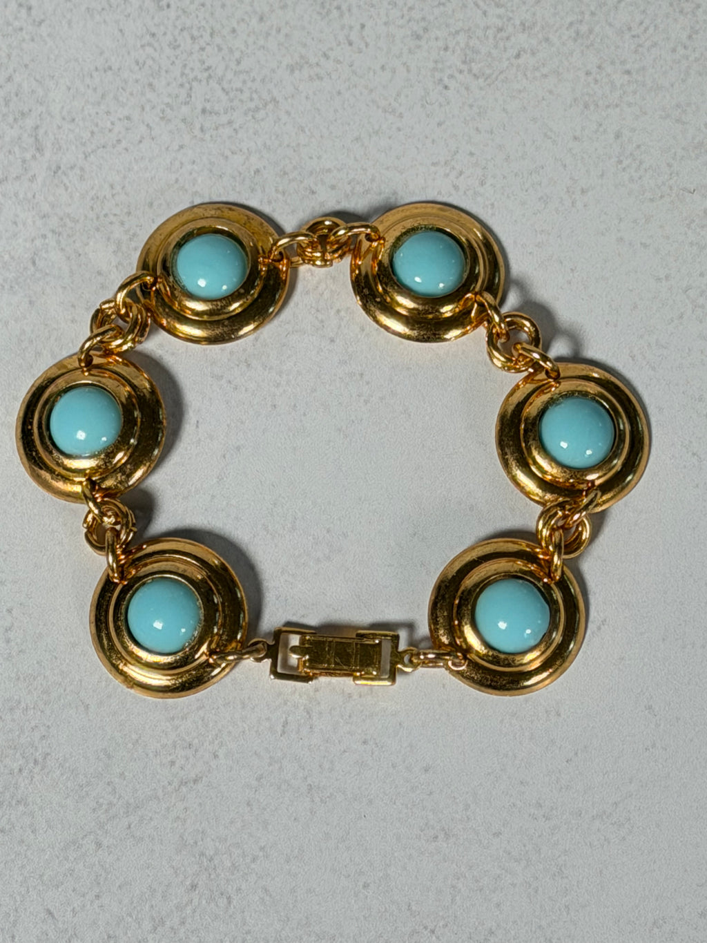 Blue Cabochon Link Bracelet