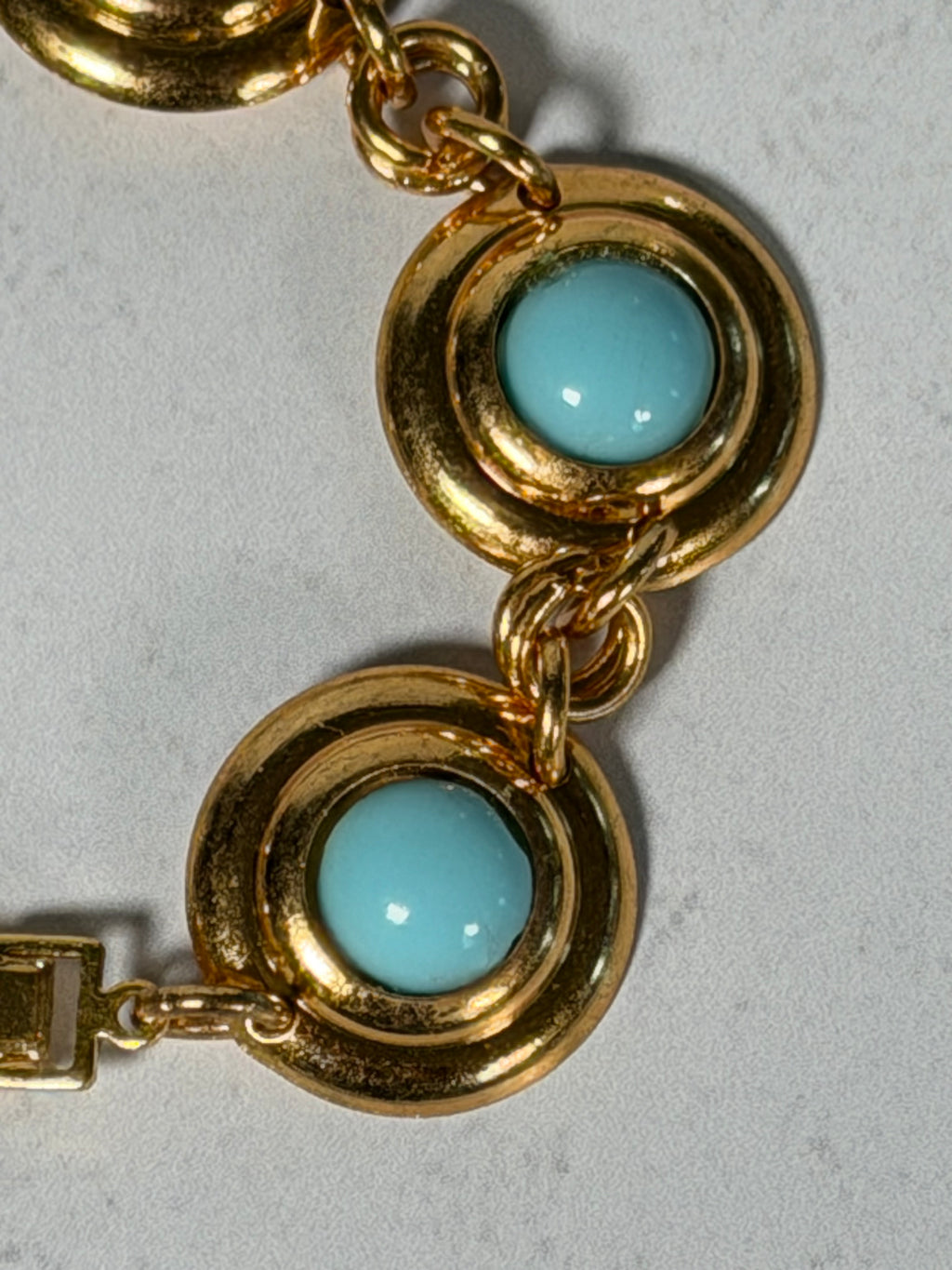 Blue Cabochon Link Bracelet