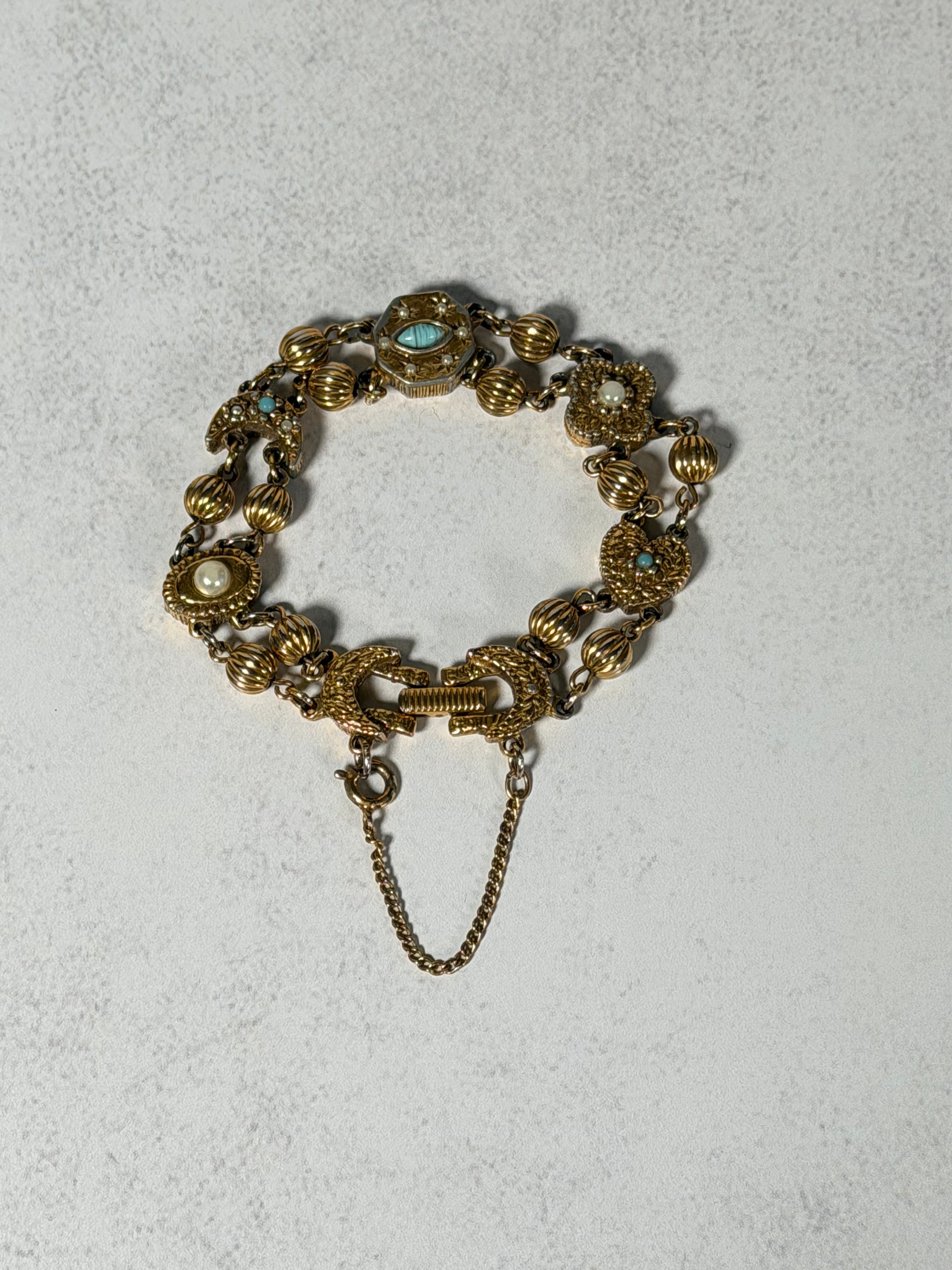 Goldette 1960s Victorian Revival Slide Bracelet