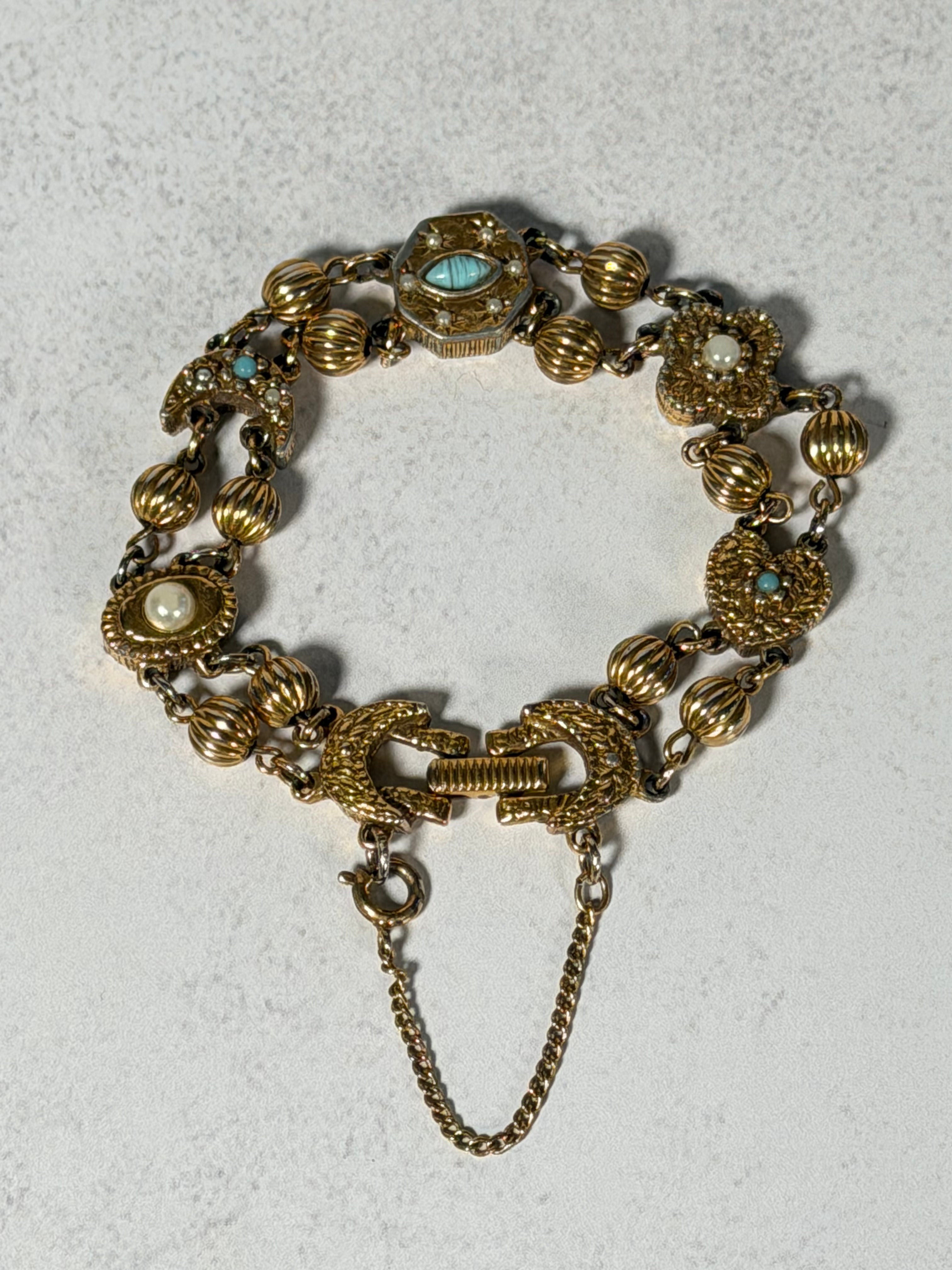 Goldette 1960s Victorian Revival Slide Bracelet
