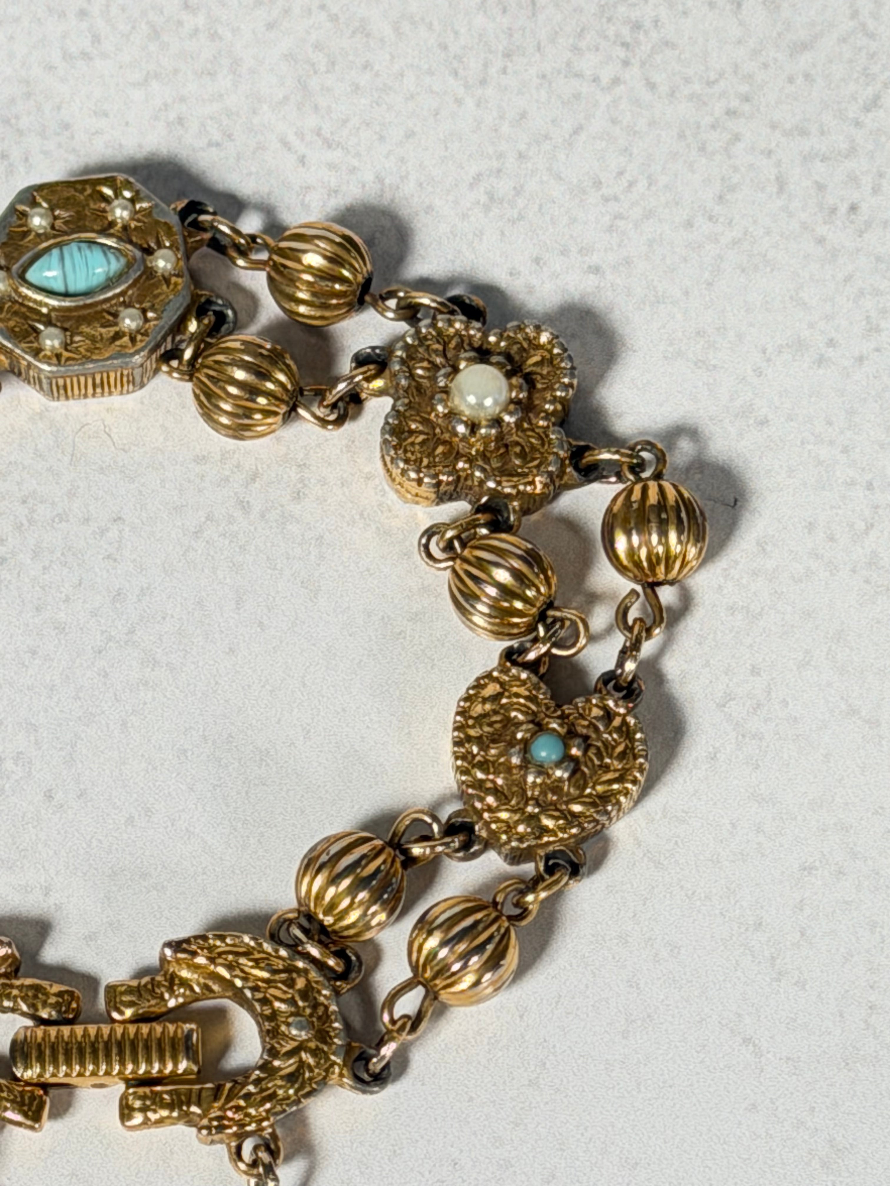 Goldette 1960s Victorian Revival Slide Bracelet