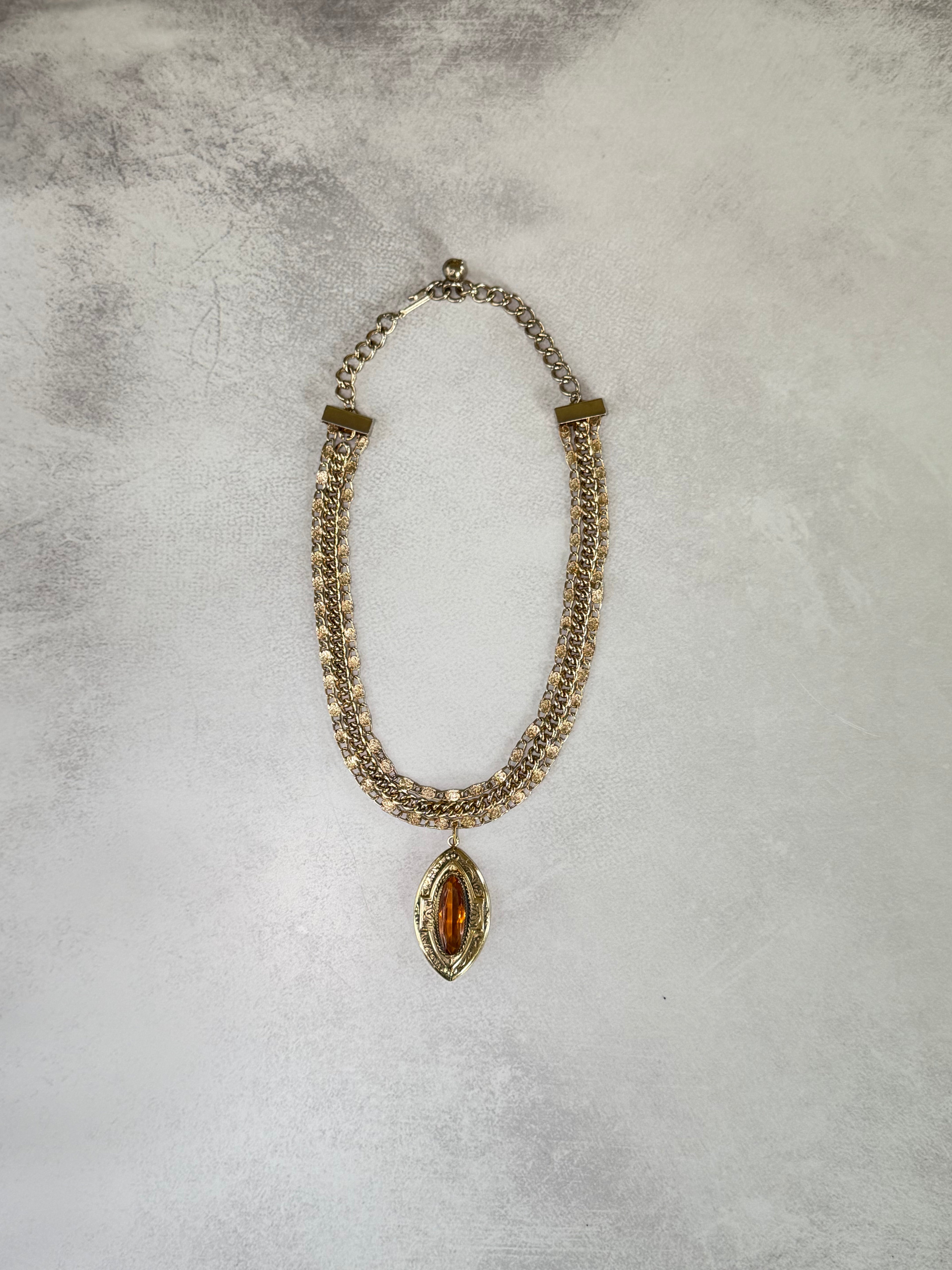 Whiting & Davis Glass Amber Choker